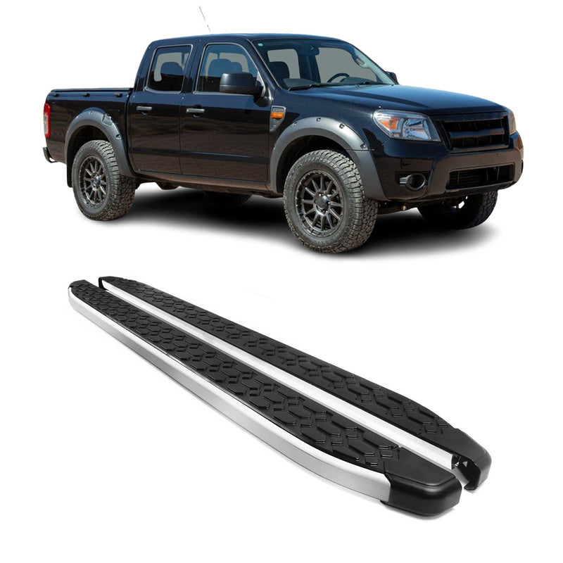 Alu Trittbretter Seitenschutz für Ford Ranger Double Cab 2007-2012 Schwarz Grau