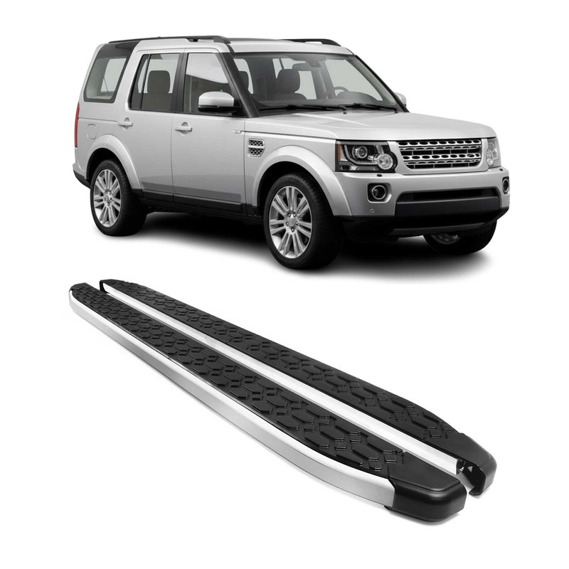 Trittbretter Seitenbretter für Land Rover Discovery 2009-2018 Alu Schwarz-Silber
