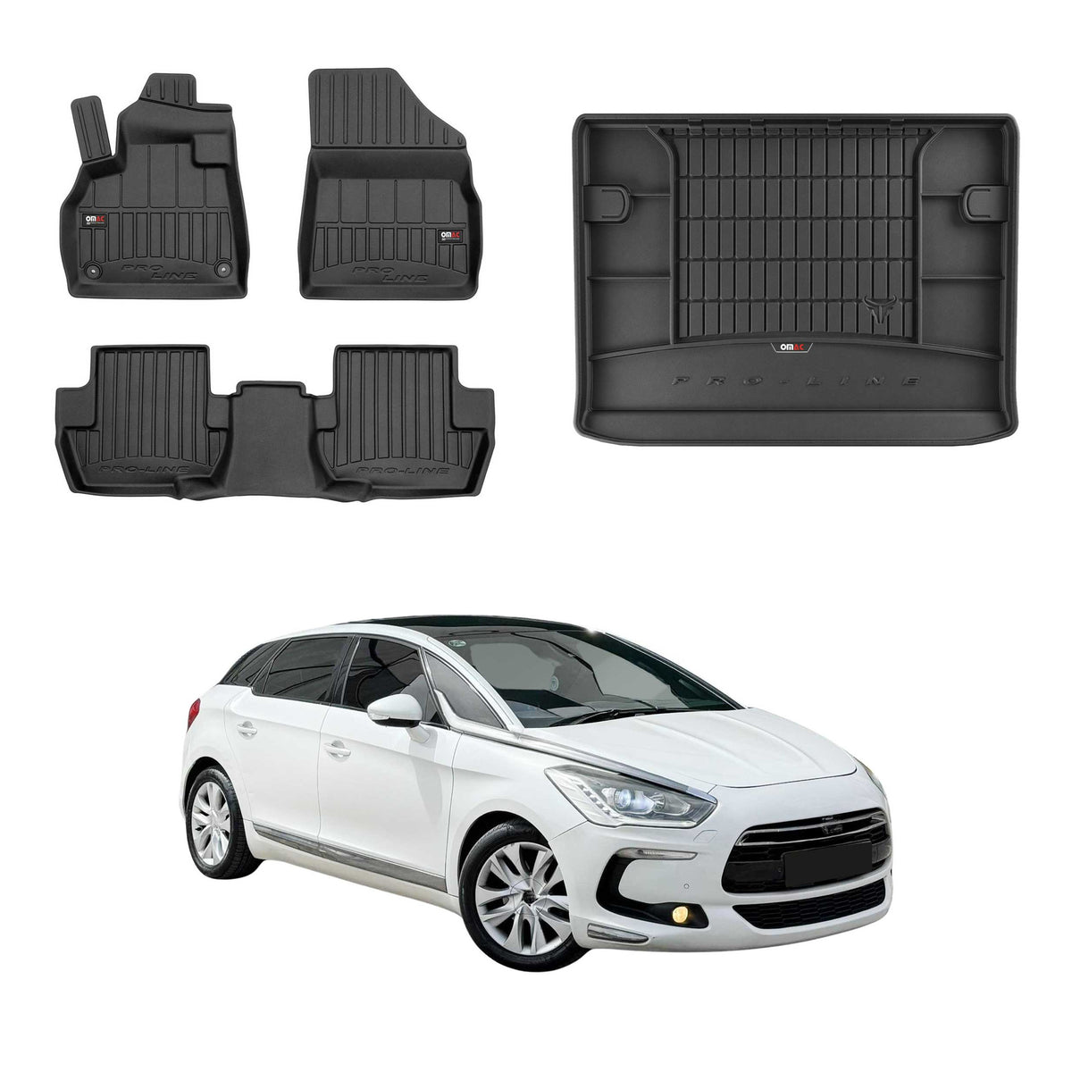 OMAC Fußmatten & Kofferraumwanne Set für Citroen DS5 2011-2015 Pre-FL