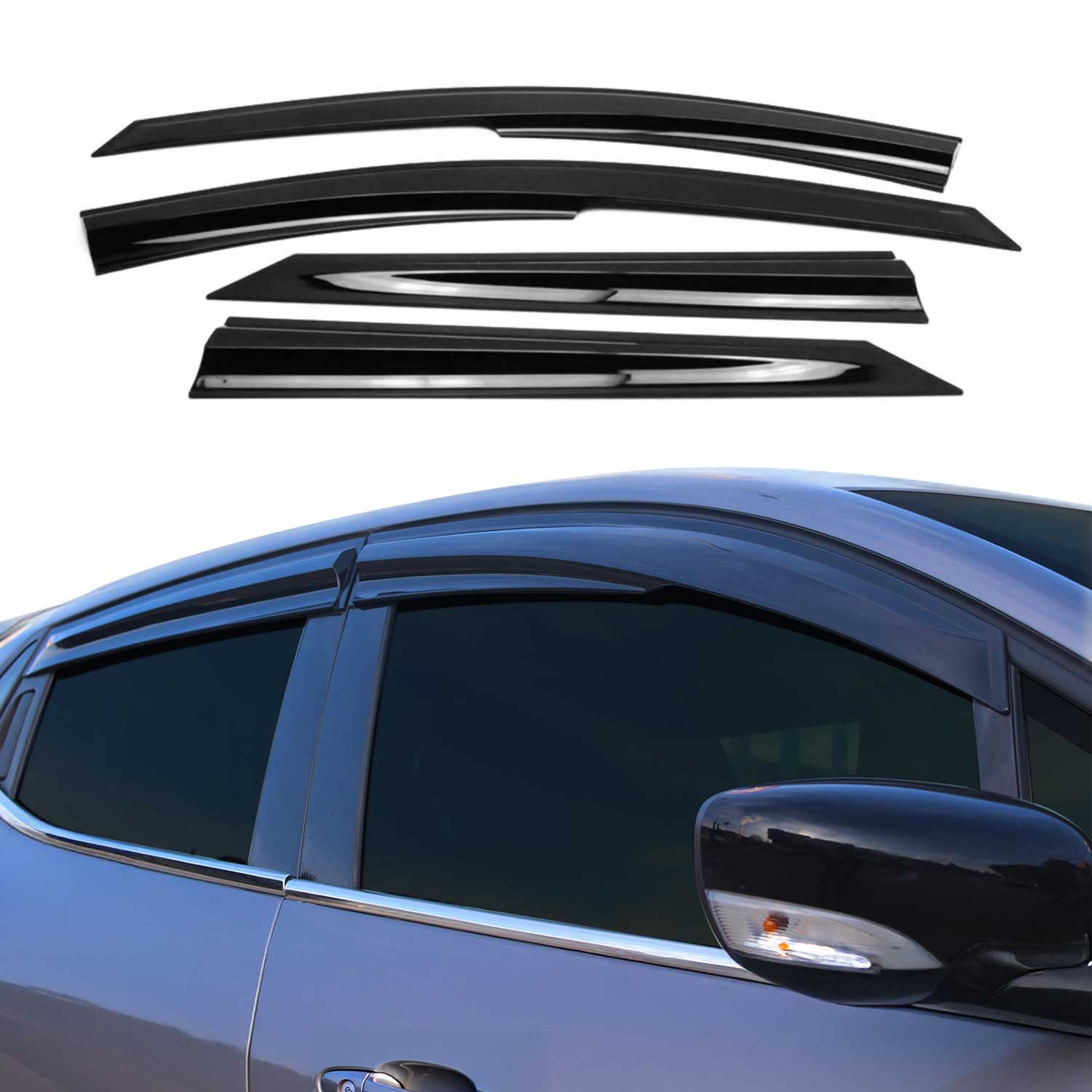 4x Windabweiser Regenabweiser für VW Passat B8 2015-2019 Acryl Dunkel