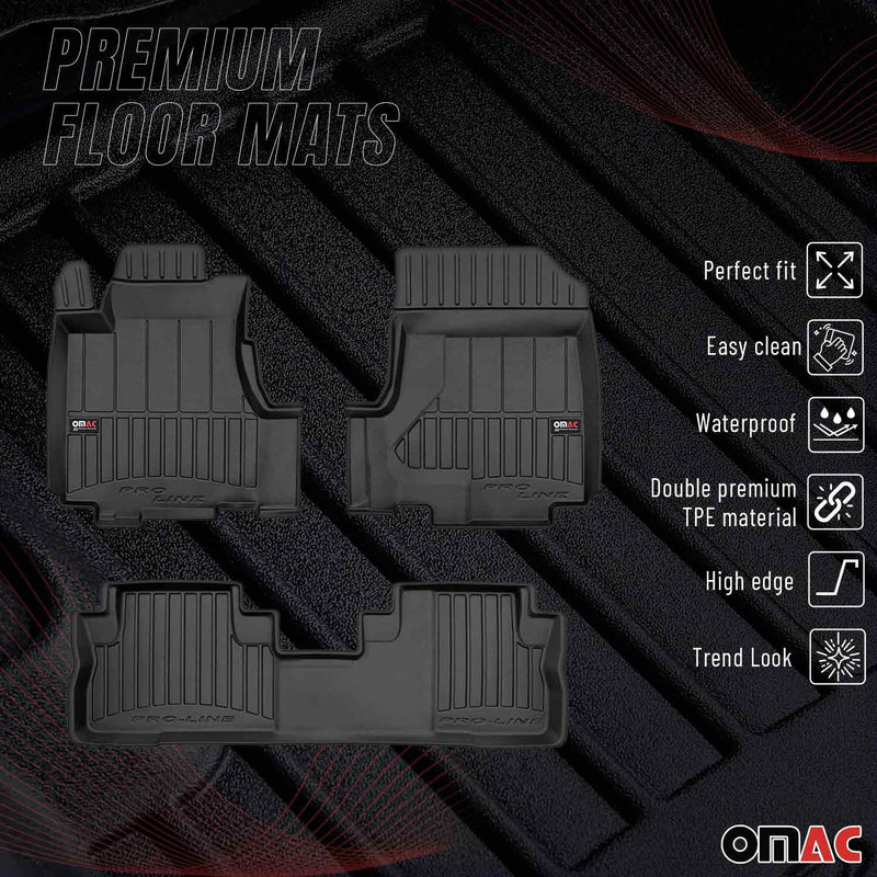 OMAC Gummi Fußmatten für Honda CR-V 2006-2012 Premium TPE Automatten Schwarz 3x