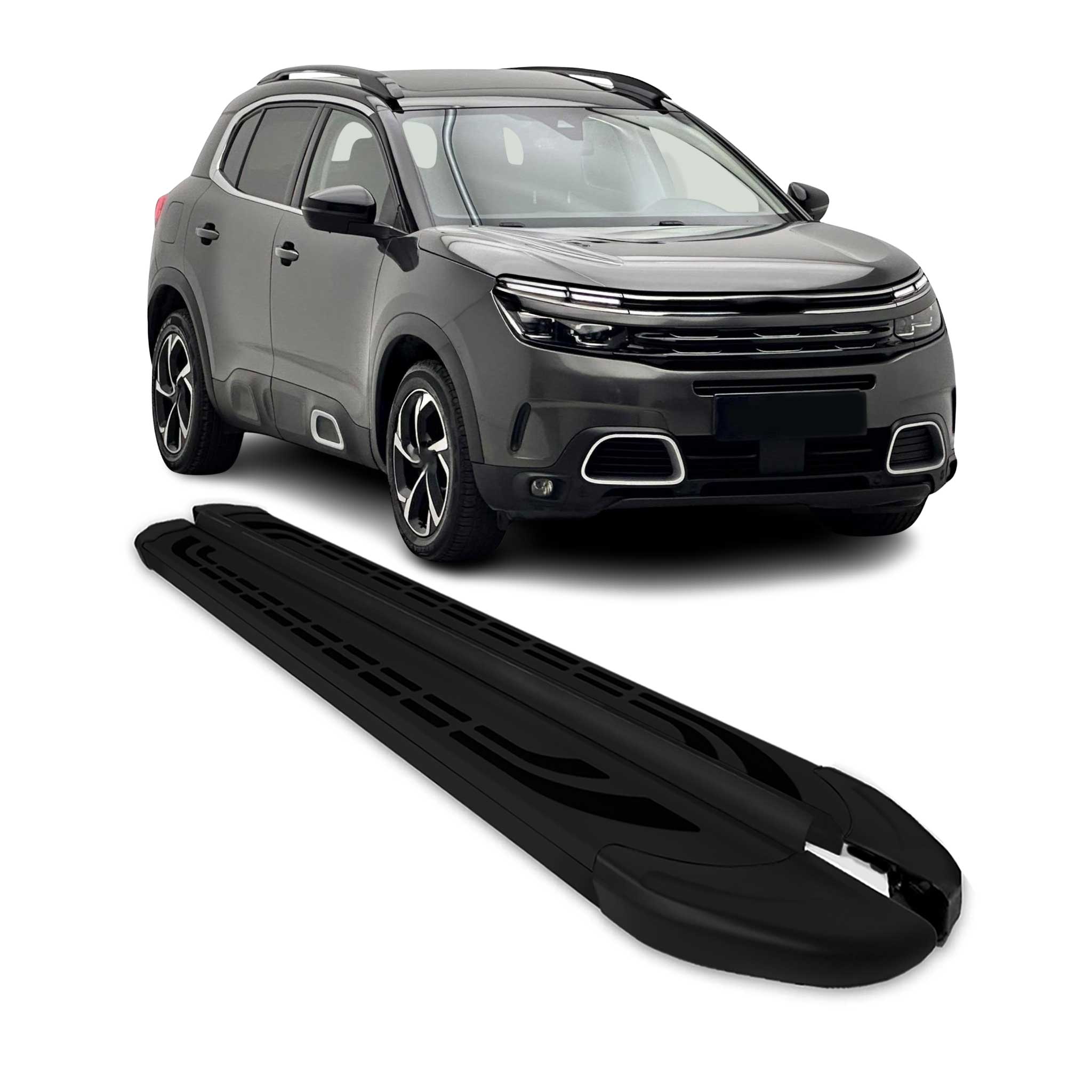 Trittbretter Seitenschweller für Citroen C5 Aircross 2018-2025 Schwarz Alu