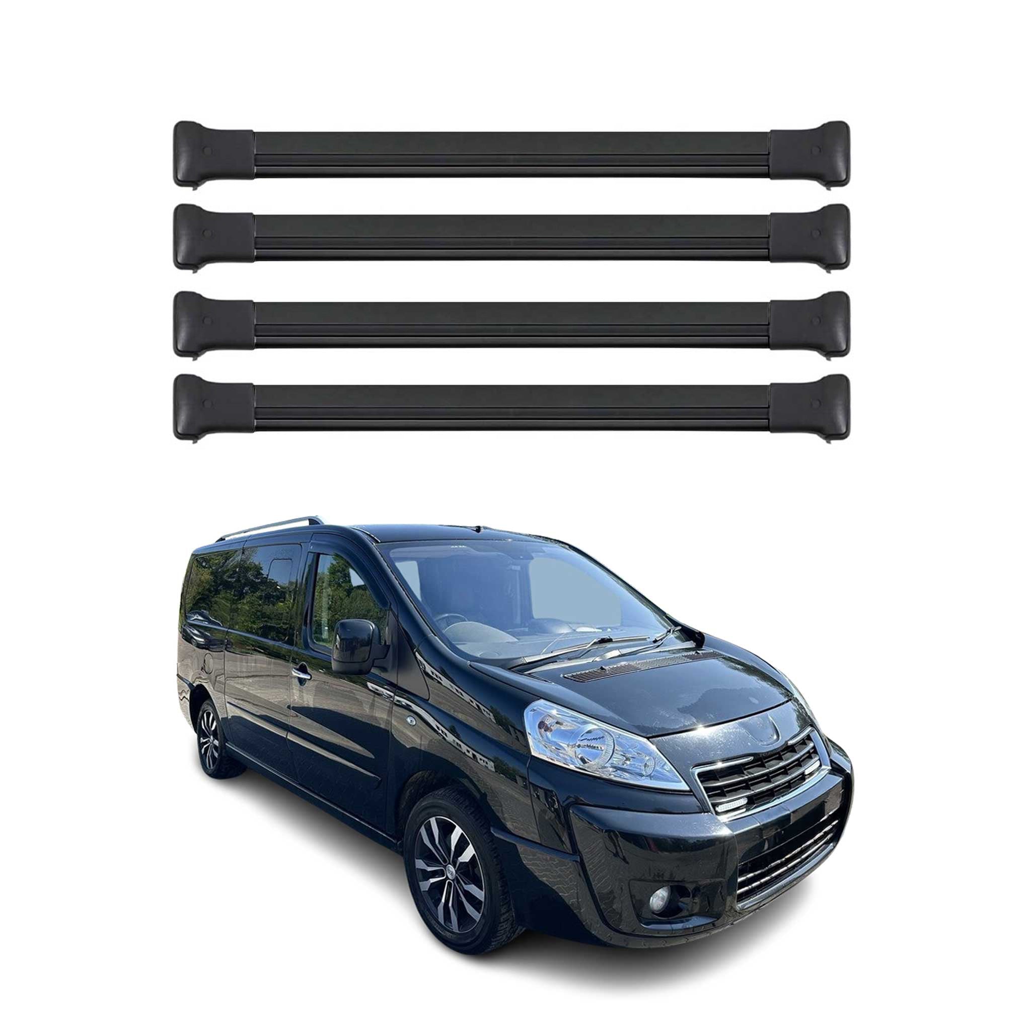 Dachträger Gepäckträger für Peugeot Expert 2007-2016 Relingträger Alu Schwarz 4x