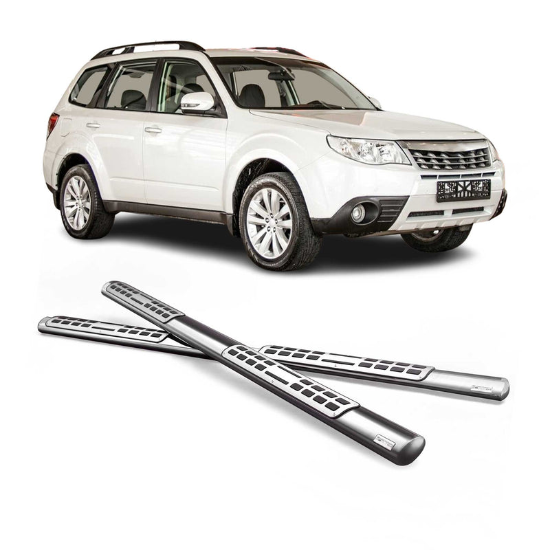 Edelstahl Seitenschweller Schwellerrohre für Subaru Forester 2008-2012 Silber