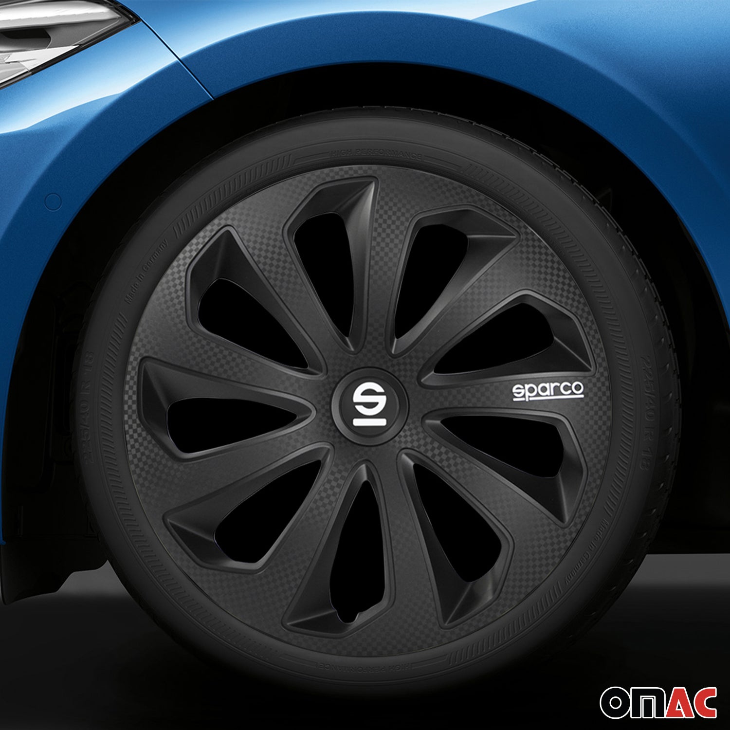 Radkappen Radzierblenden Sparco Sicilia 15" Zoll Abdeckung Schwarz Carbon 4x