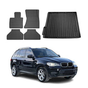 Fußmatten & Kofferraumwanne Set für BMW X5 E70 2006-2013 Gummi Schwarz TPE 5x