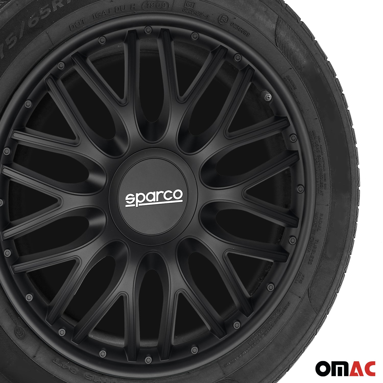 Radkappen Radzierblenden Sparco Roma 16" Zoll Auto Abdeckung Set Schwarz 4x