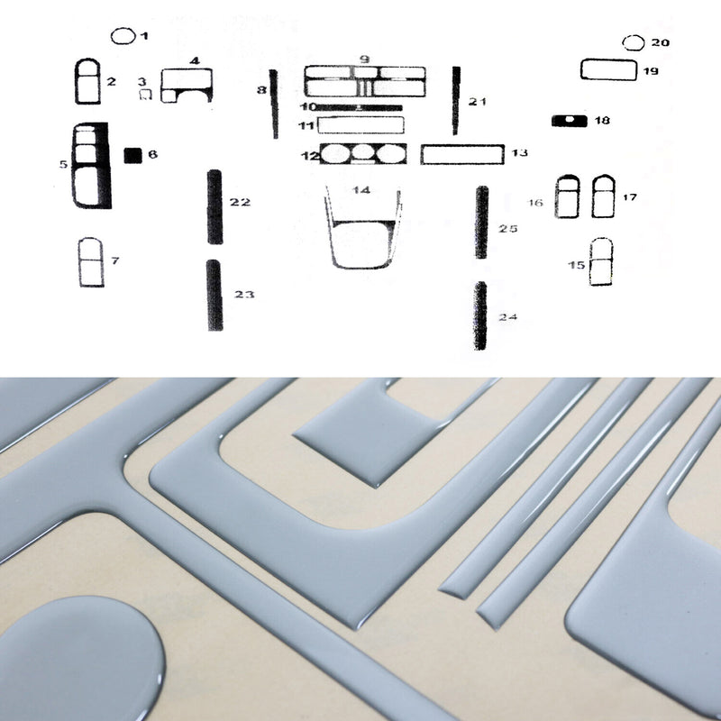 Innenraum Dekor Cockpit für VW Bora 1998-2005 Aluminium Optik 25tlg