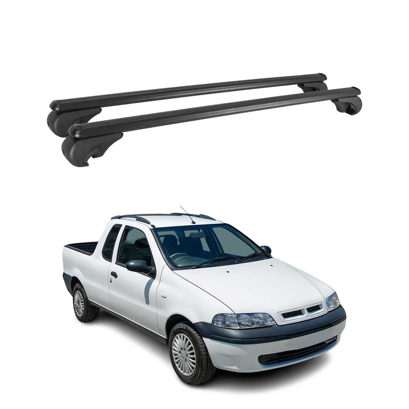 Dachträger für Fiat Strada 2004-2024 Gepäckträger Grundträger Alu Schwarz 2x