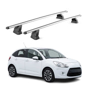 Alu Dachträger für Citroen C3 II 2009-2016 TÜV T-Nut Abschließbar 2tlg Silber