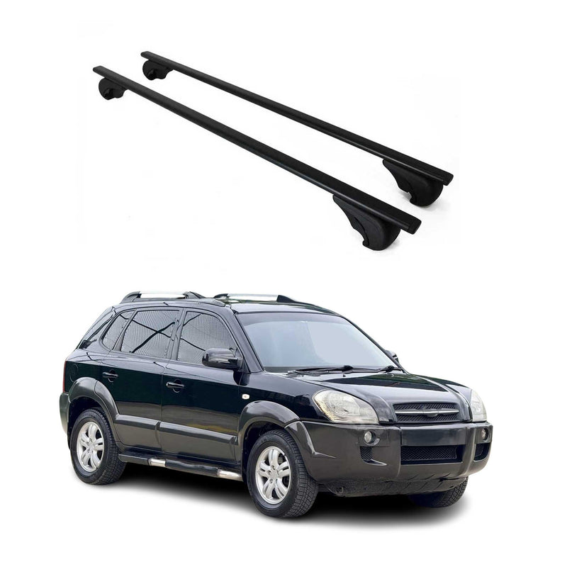 Dachträger Grundtäger für Hyundai Tucson mk1 2004-2010 75kg Metall Schwarz 2 tlg