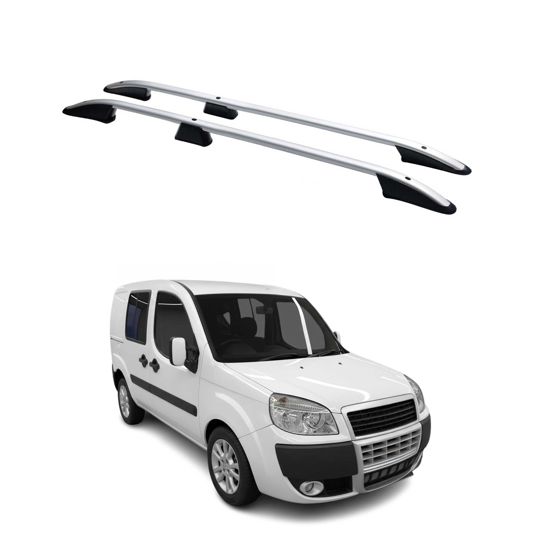 Dachreling Dachgepäckträger für Fiat Doblo 2000-2010 Kurzer Alu Silber 2x