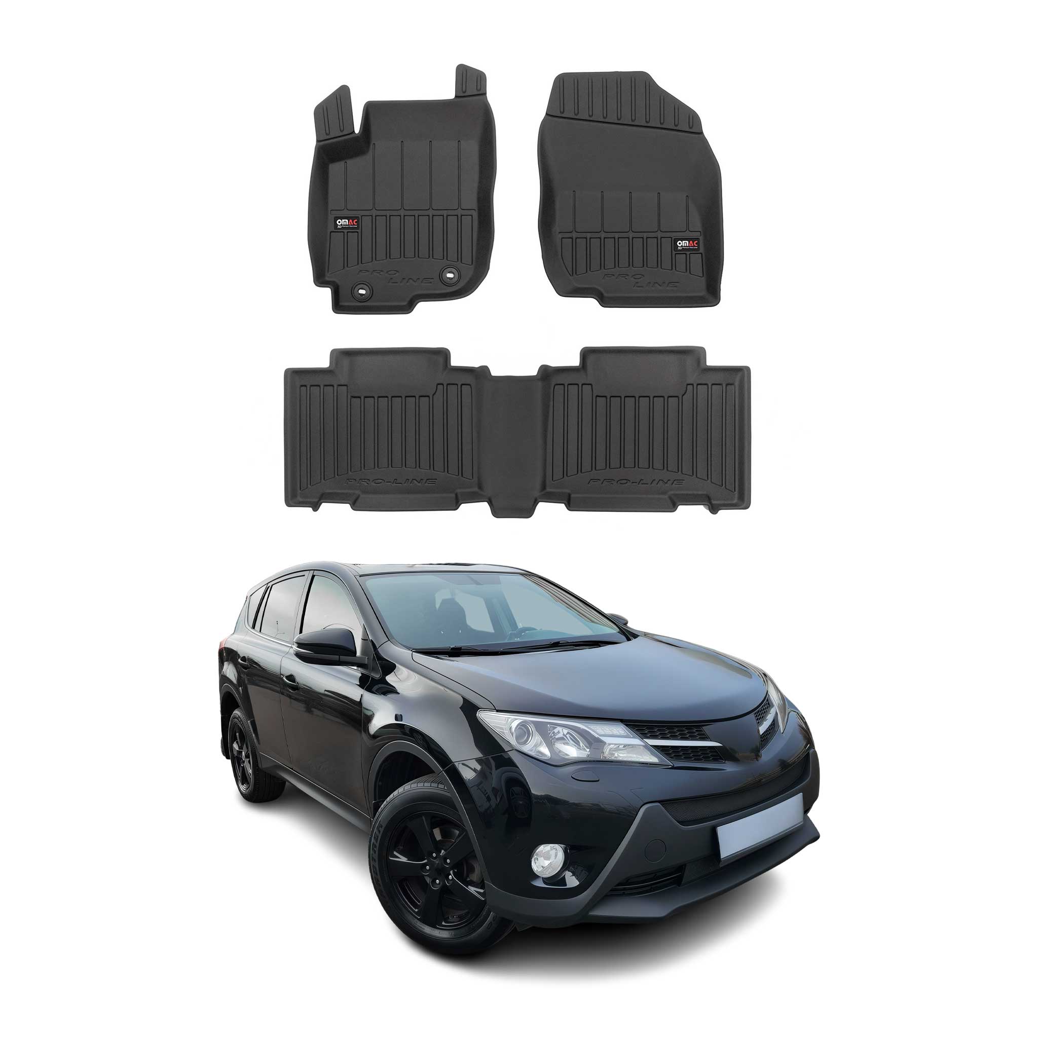 OMAC Gummi Fußmatten für Toyota RAV4 2013-2018 Premium TPE Automatten Schwarz 4x