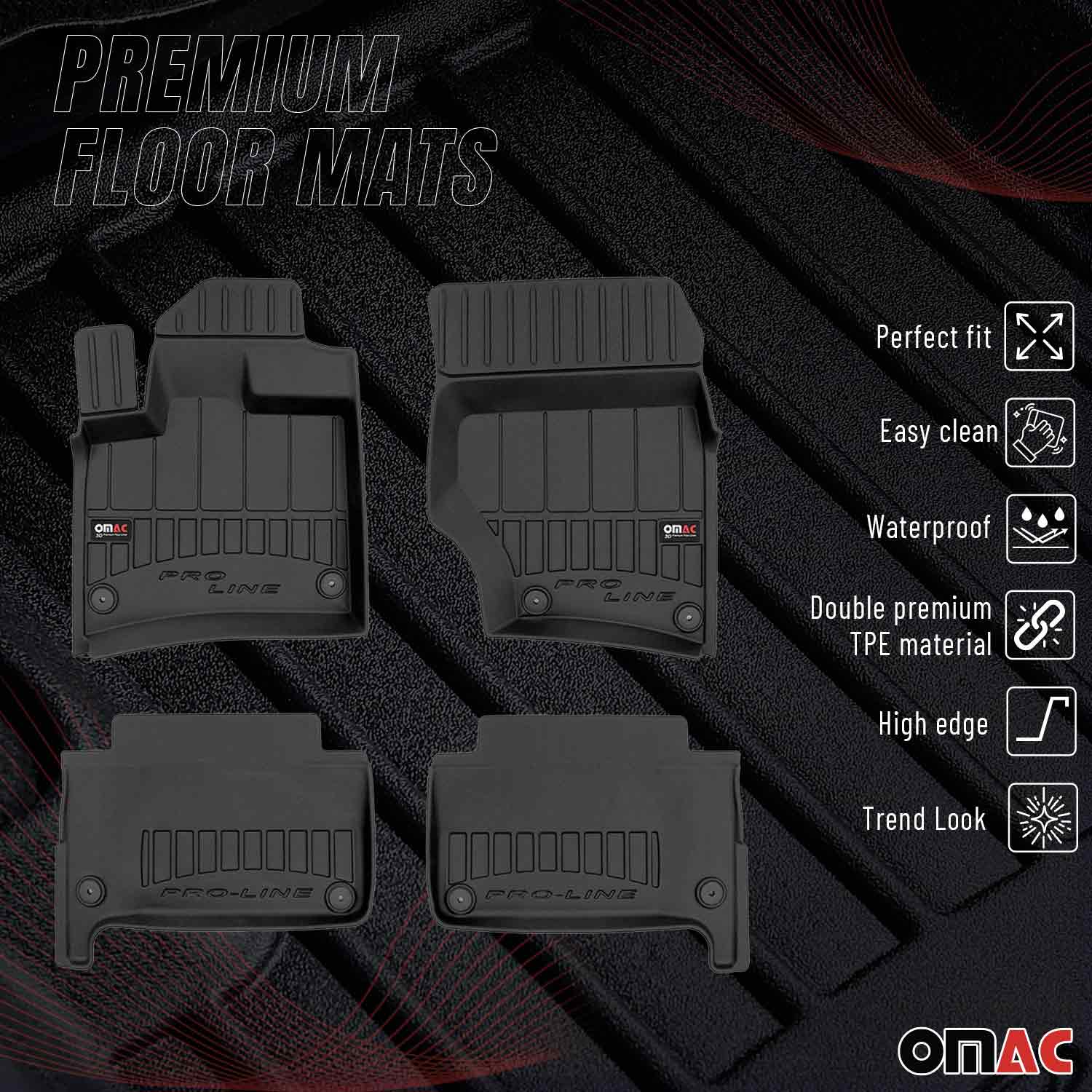 OMAC Gummi Fußmatten für Audi Q7 4LB 2006-2015 Premium 3D Automatten Schwarz 4x