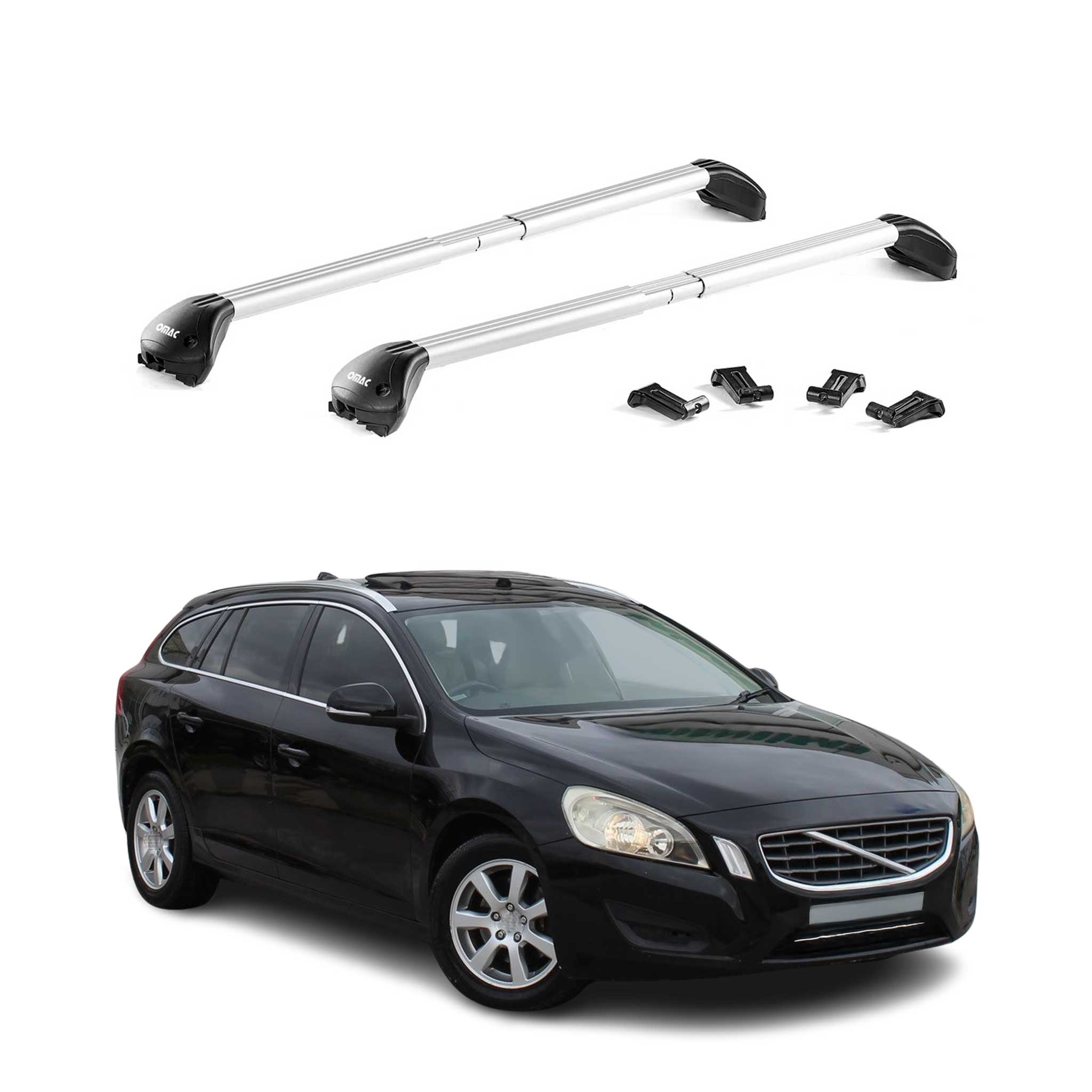 Dachträger Grundtäger für Volvo V60 2011-2018 100kg Aluminium Silber 2 tlg ABE