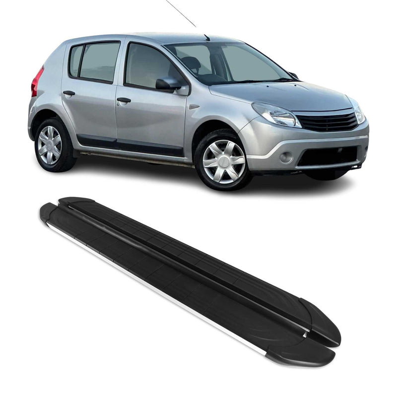 Trittbretter Seitenschweller für Dacia Sandero 2007-2012 Aluminium Schwarz Grau