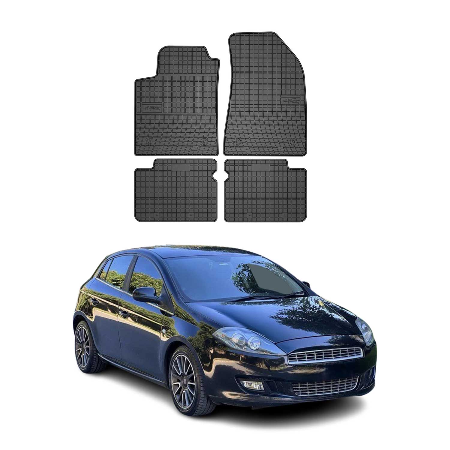 OMAC Gummi Fußmatten für Fiat Bravo 2007-2014 Automatten Gummi Schwarz 4tlg