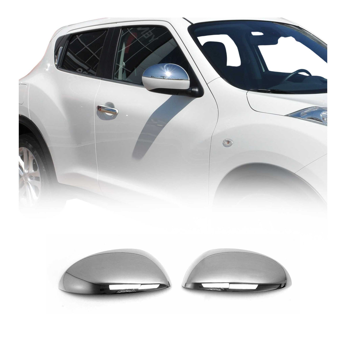 Spiegelkappen Spiegelabdeckung für Nissan Juke 2010-2019 Edelstahl Chrom 2tlg