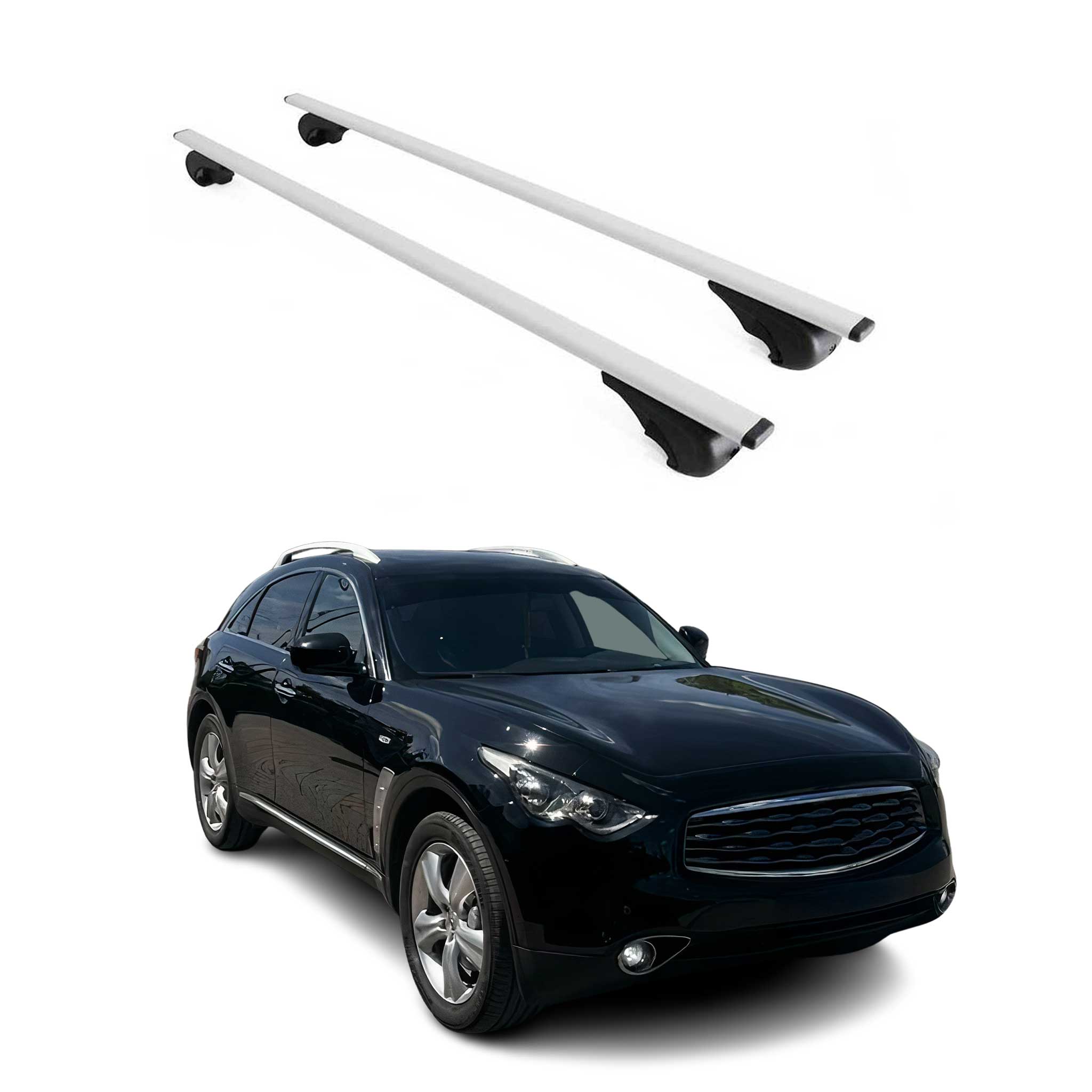 Dachträger Grundtäger für Infiniti FX 2003-2008 75kg Metall Silber 2 tlg