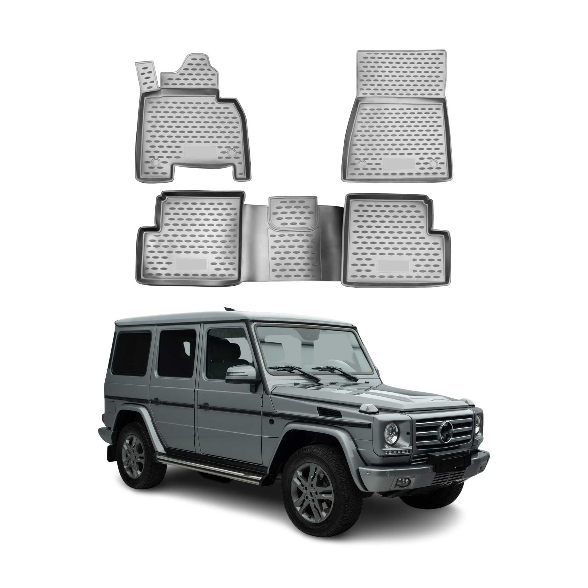 OMAC Gummimatten Fußmatten für Mercedes G W463 2007-2018 TPE Automatten Grau 4x