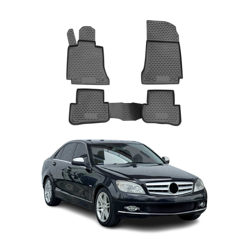 OMAC Gummimatten Fußmatten für Mercedes C Klasse W204 S204 2007-2014 TPE 4x