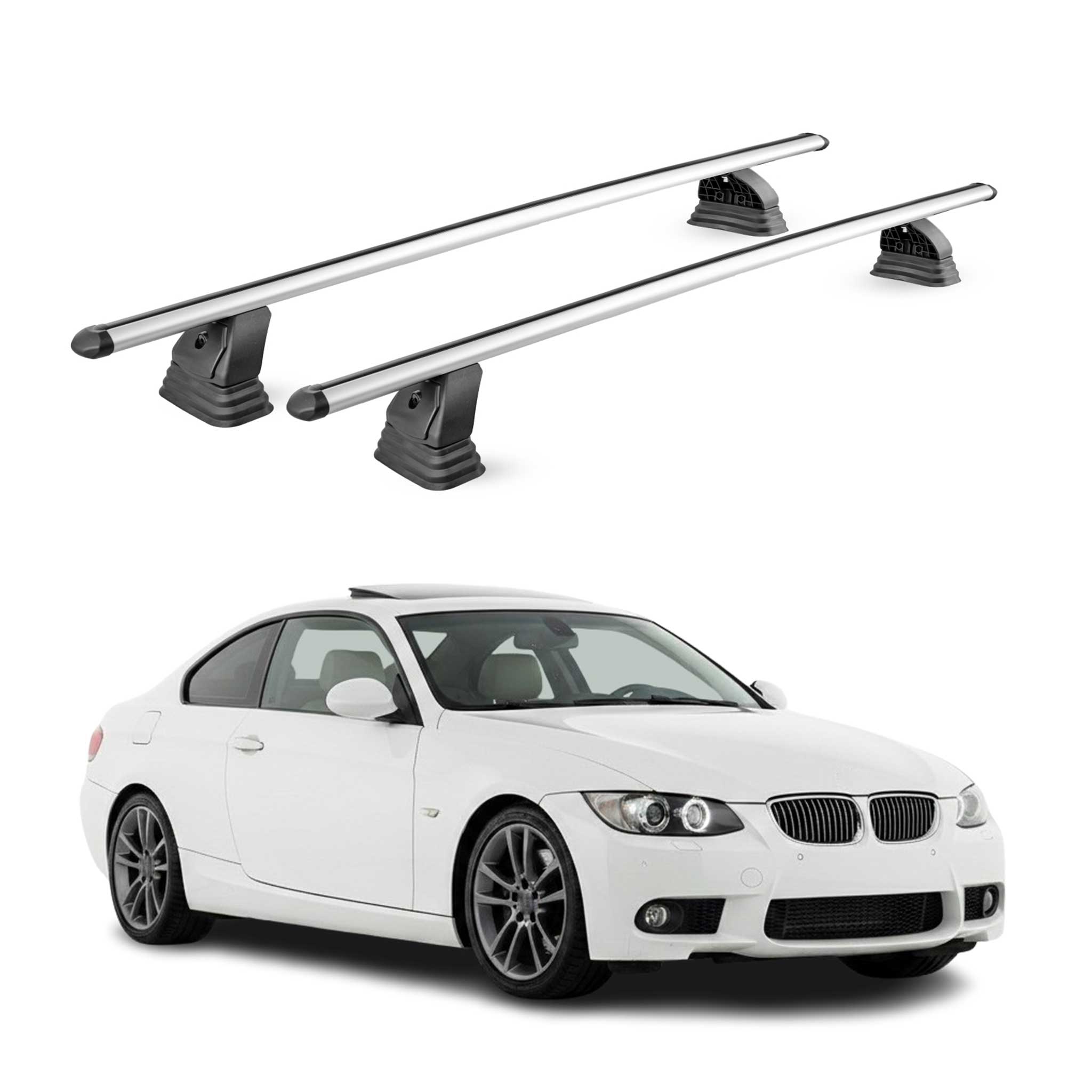 Alu Dachträger für Bmw 3er E92 Coupè 2006-2012 TÜV T-Nut 75 kg 2tlg Silber