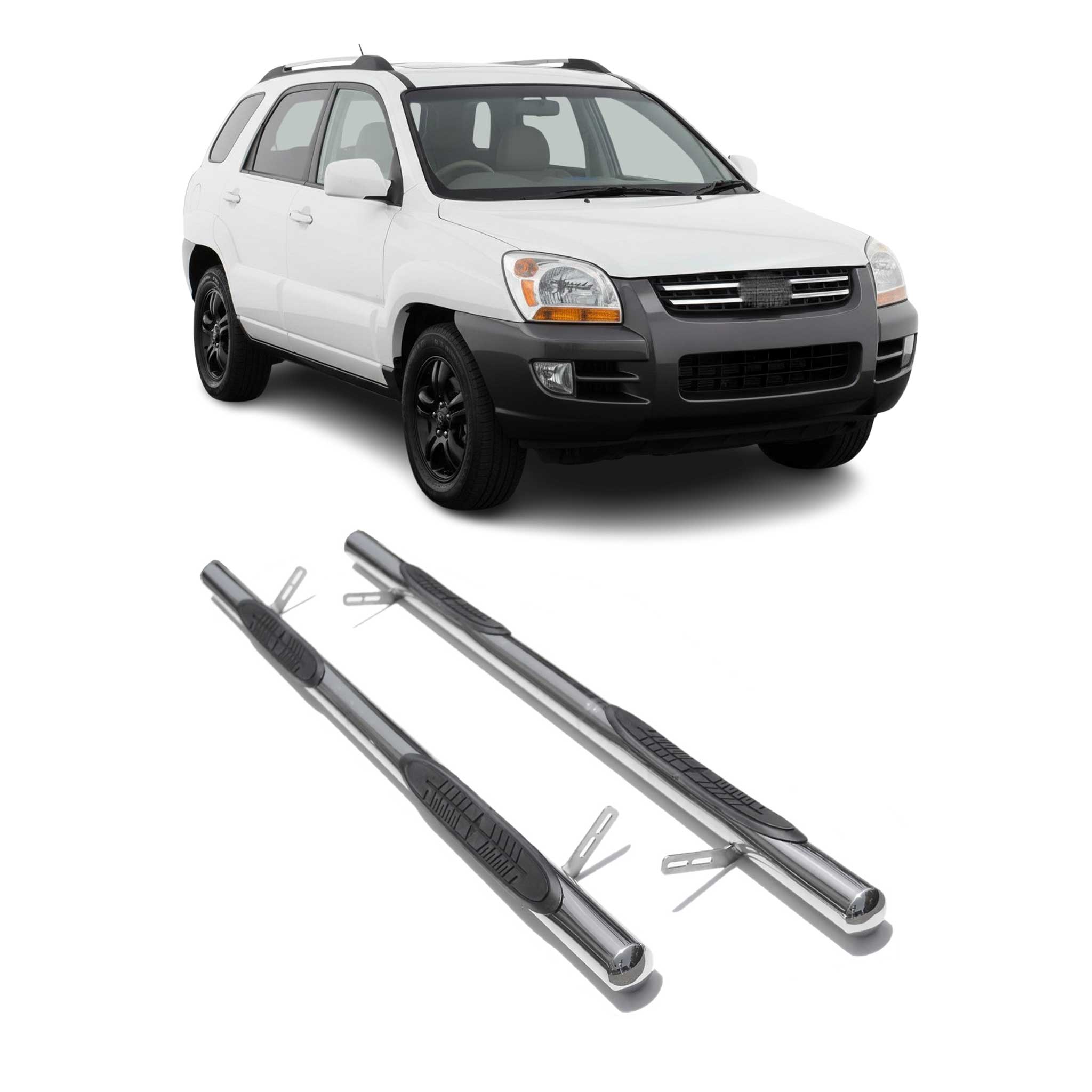Edelstahl Trittbretter Schwellerrohre für Kia Sportage 2004-2010 Silber