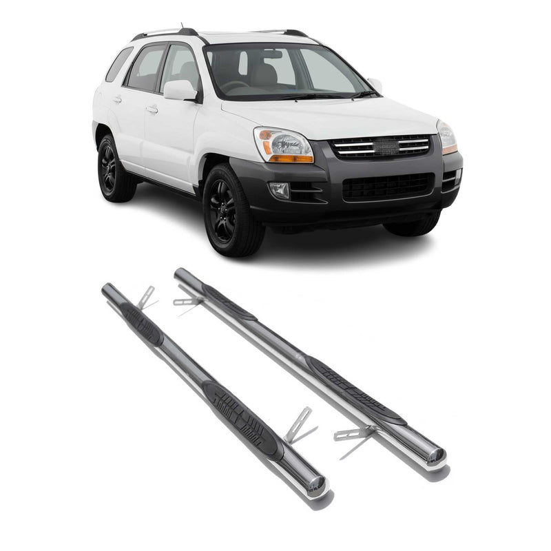 Edelstahl Trittbretter Schwellerrohre für Kia Sportage 2004-2010 Silber
