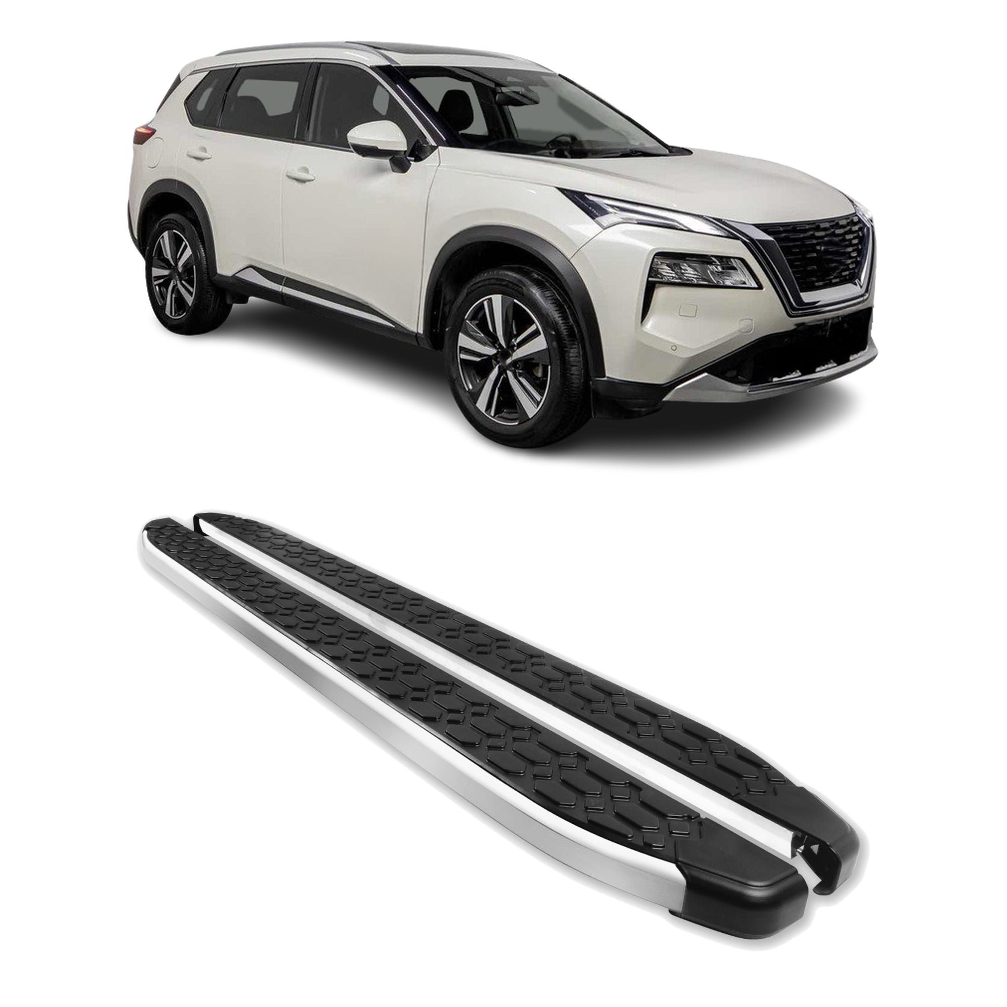 Alu Trittbretter für Nissan X-Trail IV T33 2022-2026 Schwarz Silber 2tlg