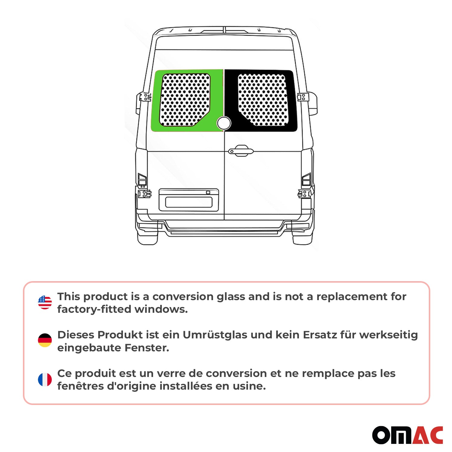 Heckscheibe Fenster für VW Crafter 2017-2026 Doppelflügeltür Hinten Links L2 L3