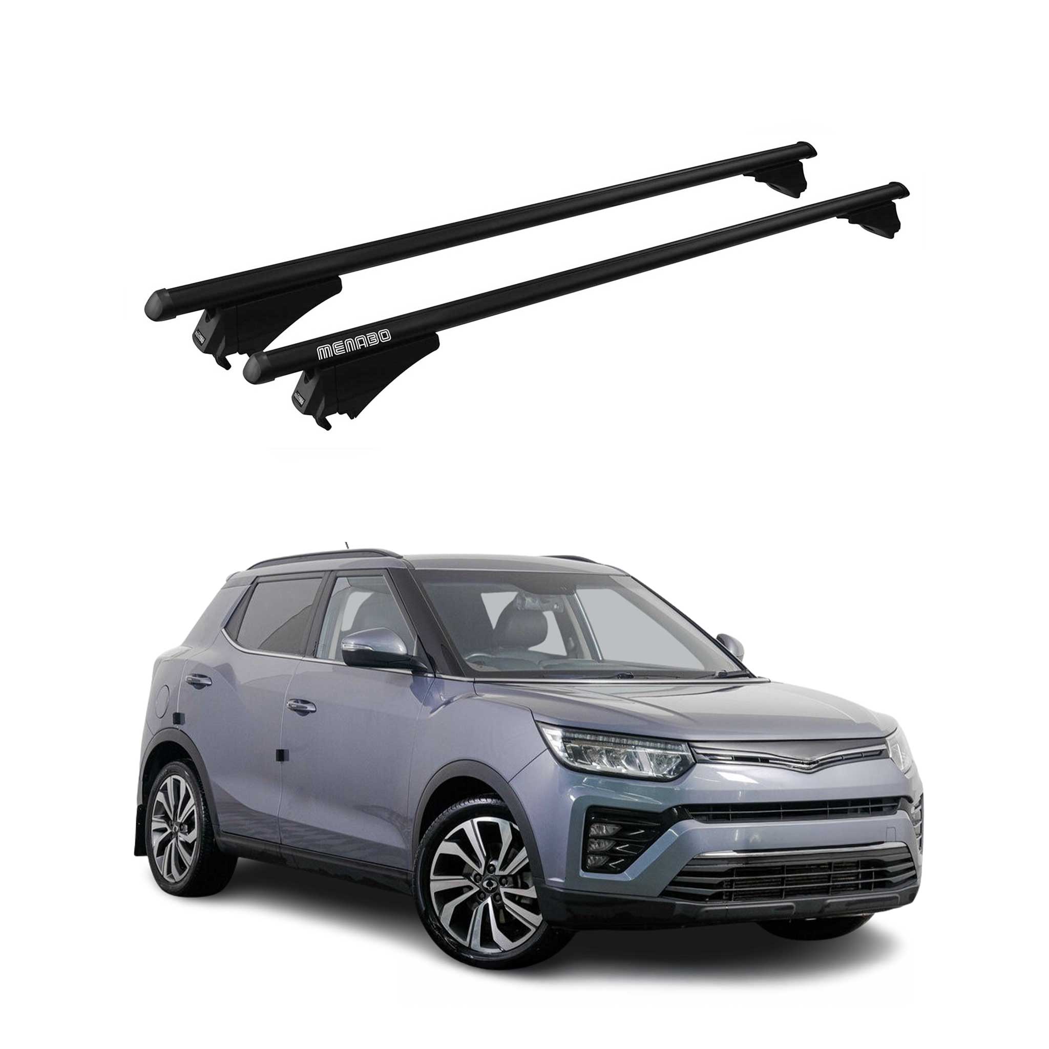 Menabo Grundträger Dachträger für Ssangyong Tivoli 2015-2019 ABE Alu Schwarz 2x