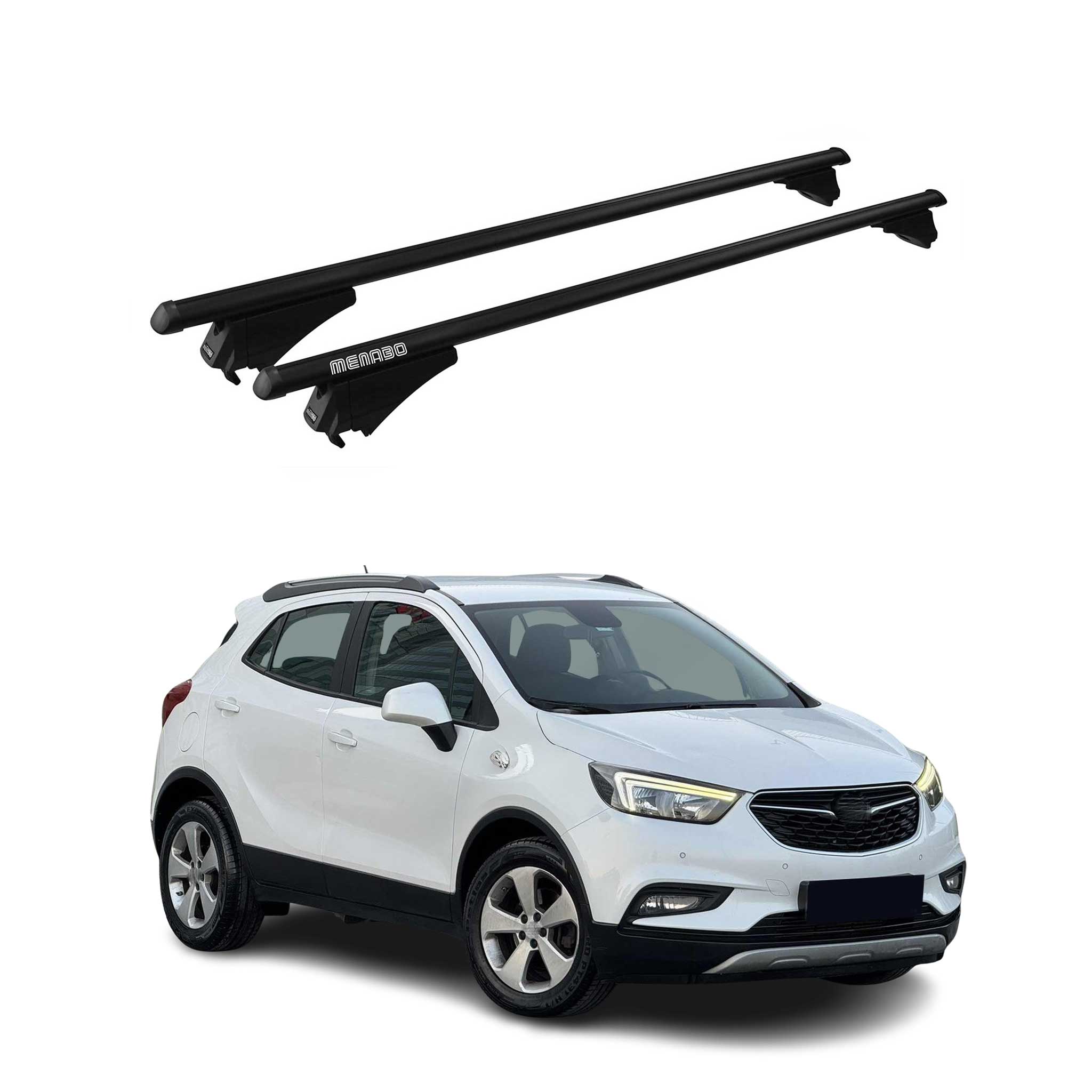Menabo Grundträger Dachträger für Opel Mokka X 2016-2020 ABE Alu Schwarz 2x