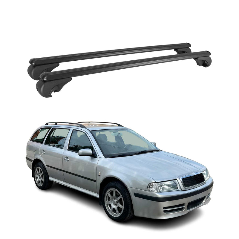 Dachträger für Skoda Octavia Combi 1998-2004 Gepäckträger Aluminium Schwarz 2x
