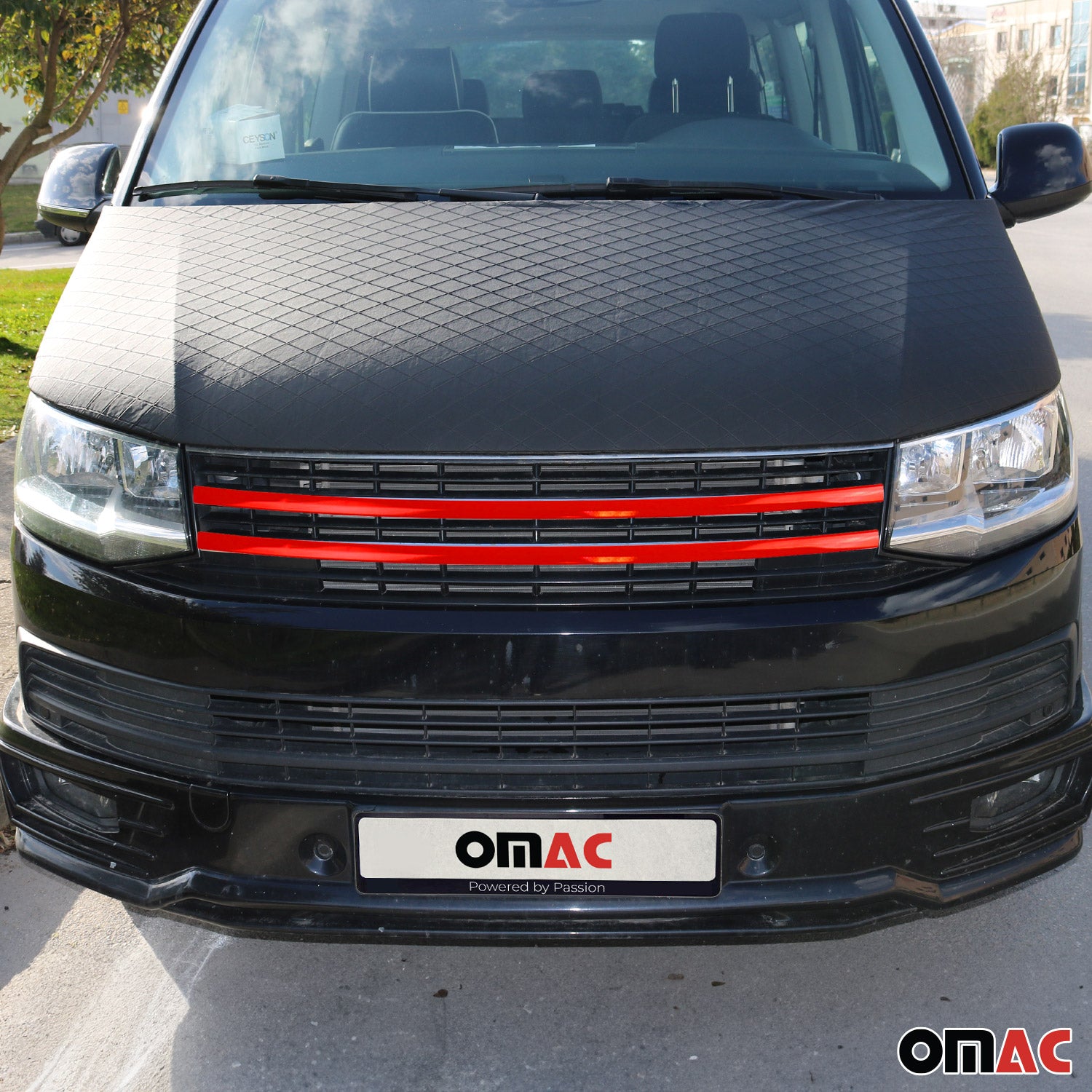 Kühlergrill Leiste Grillleisten für VW T6 Transporter 2015-2019 Edelstahl Rot 2x