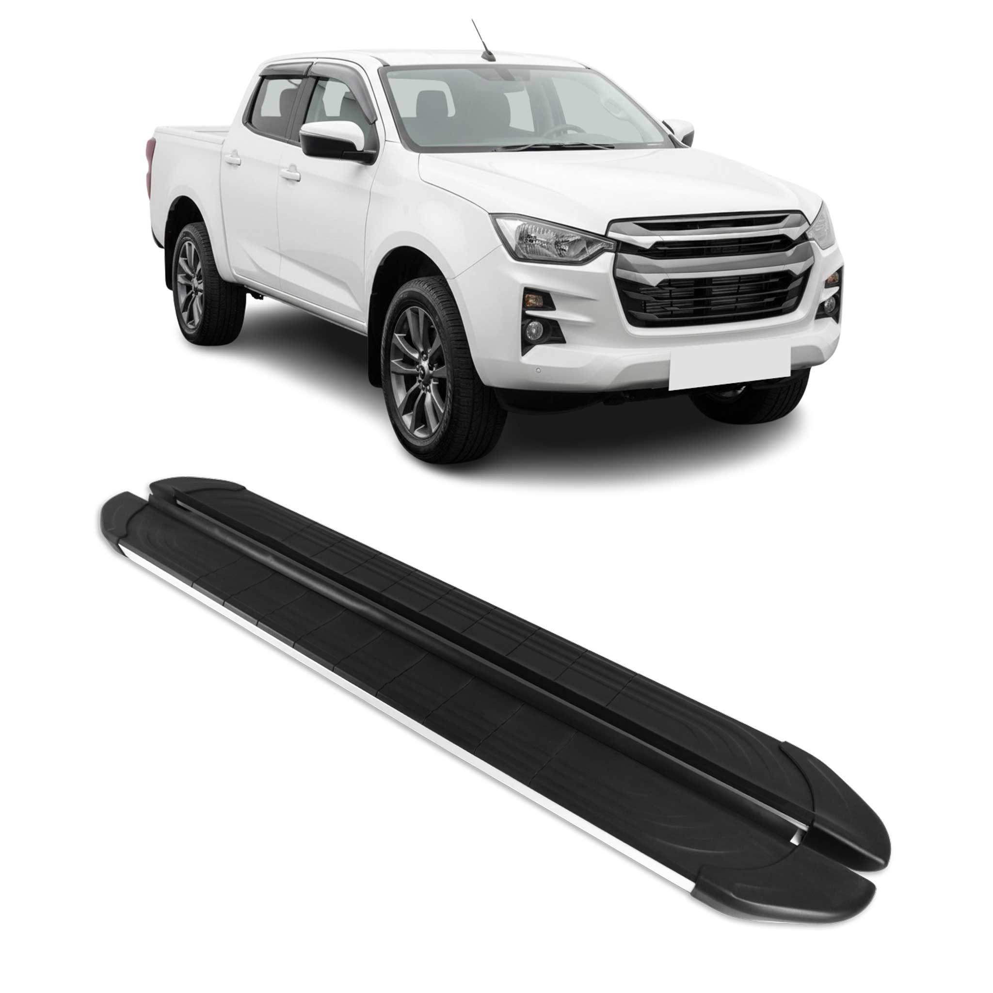 Trittbretter Seitenschweller für Isuzu D-max III 2019-2026 Alu Silber Schwarz