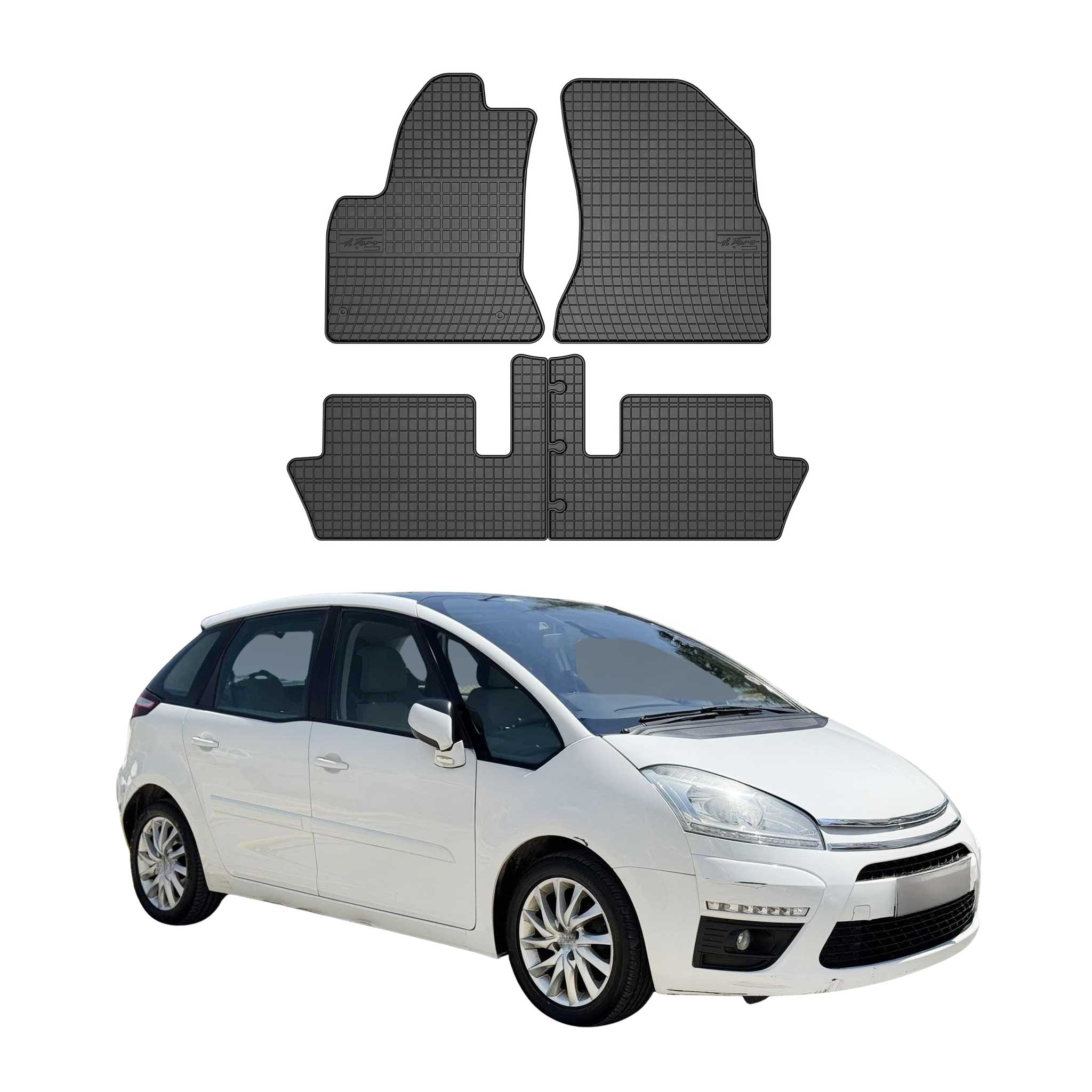 OMAC Gummi Fußmatten für Citroen C4 Picasso Grand Picasso 2006-2013 Schwarz 4x