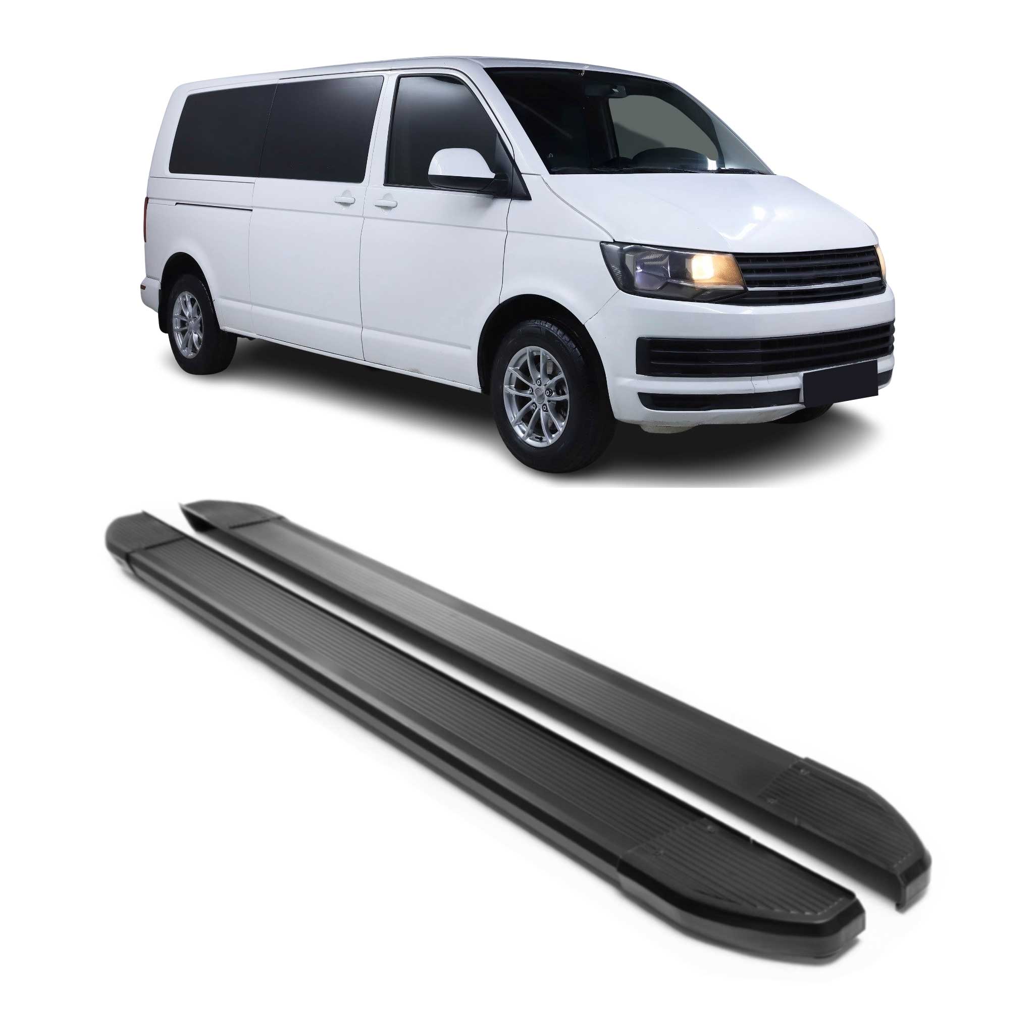 Alu Seitenschweller Trittbretter für VW T6 T6.1 alle 2015-2024 L2 Langer Schwarz