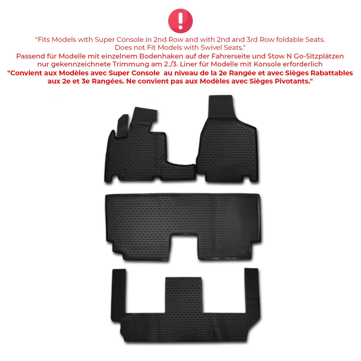 OMAC Gummimatten Fußmatten für Dodge Grand Caravan 2008-2020 TPE Schwarz