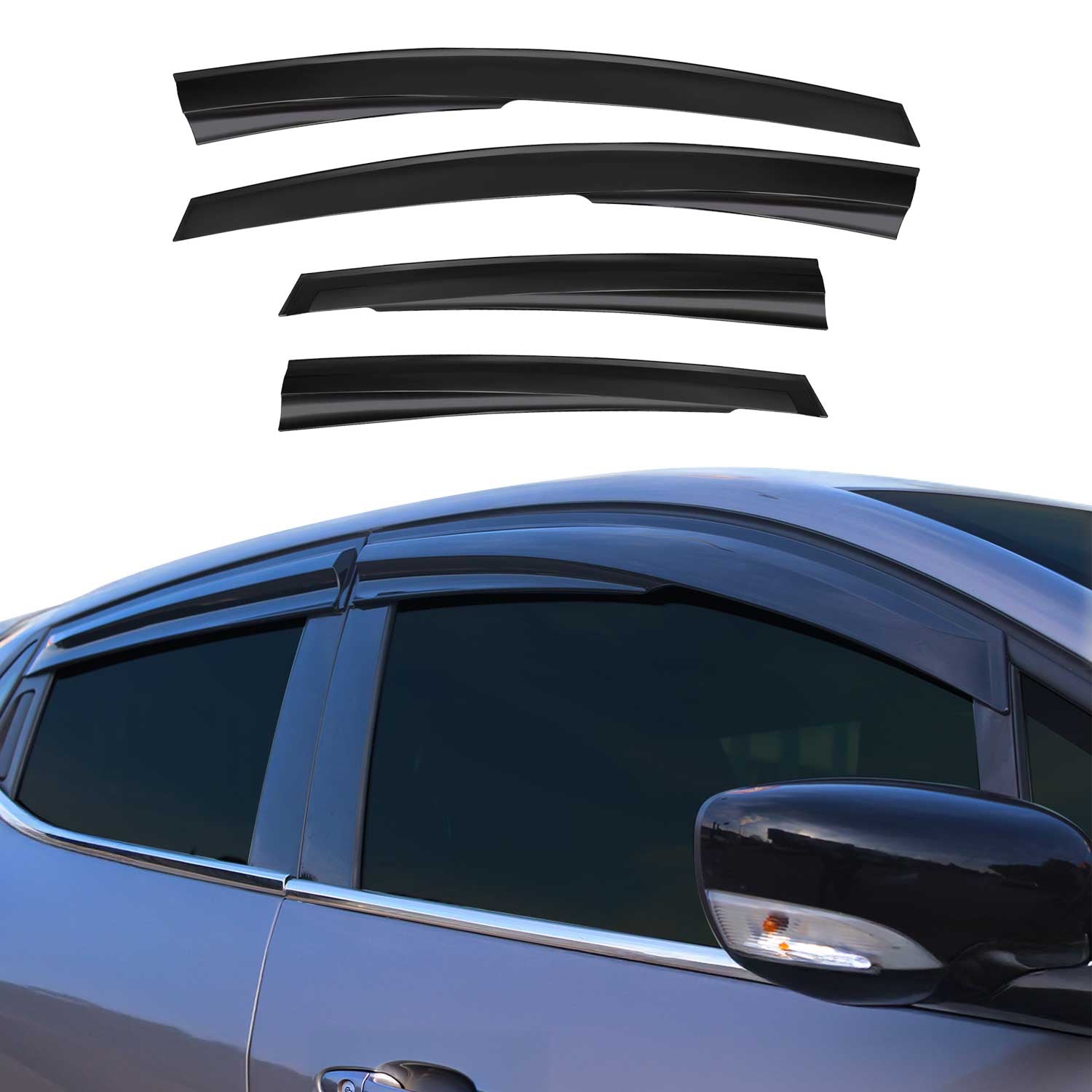 4x Windabweiser Regenabweiser für Kia Optima Stufenheck 2010-2015 Acryl Dunkel