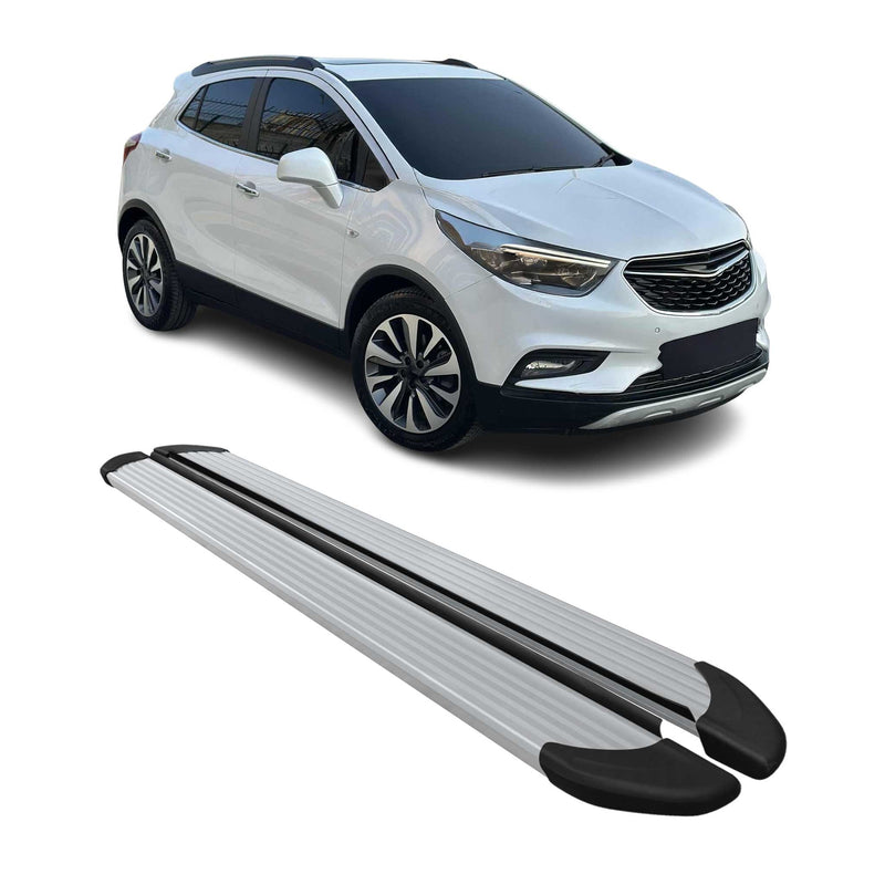 Seitenschweller Trittbretter Schweller für Opel Mokka 2012-2019 Aluminium Silber