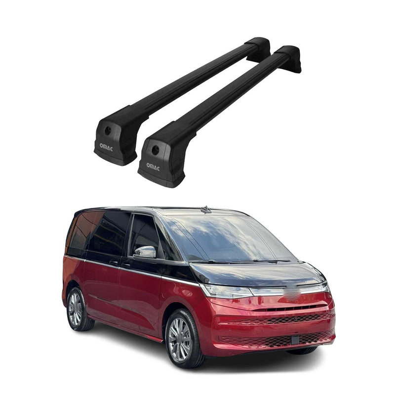 Dachträger Grundtäger für VW T7 Multivan 2021-2025 75kg Aluminium Schwarz 2tlg