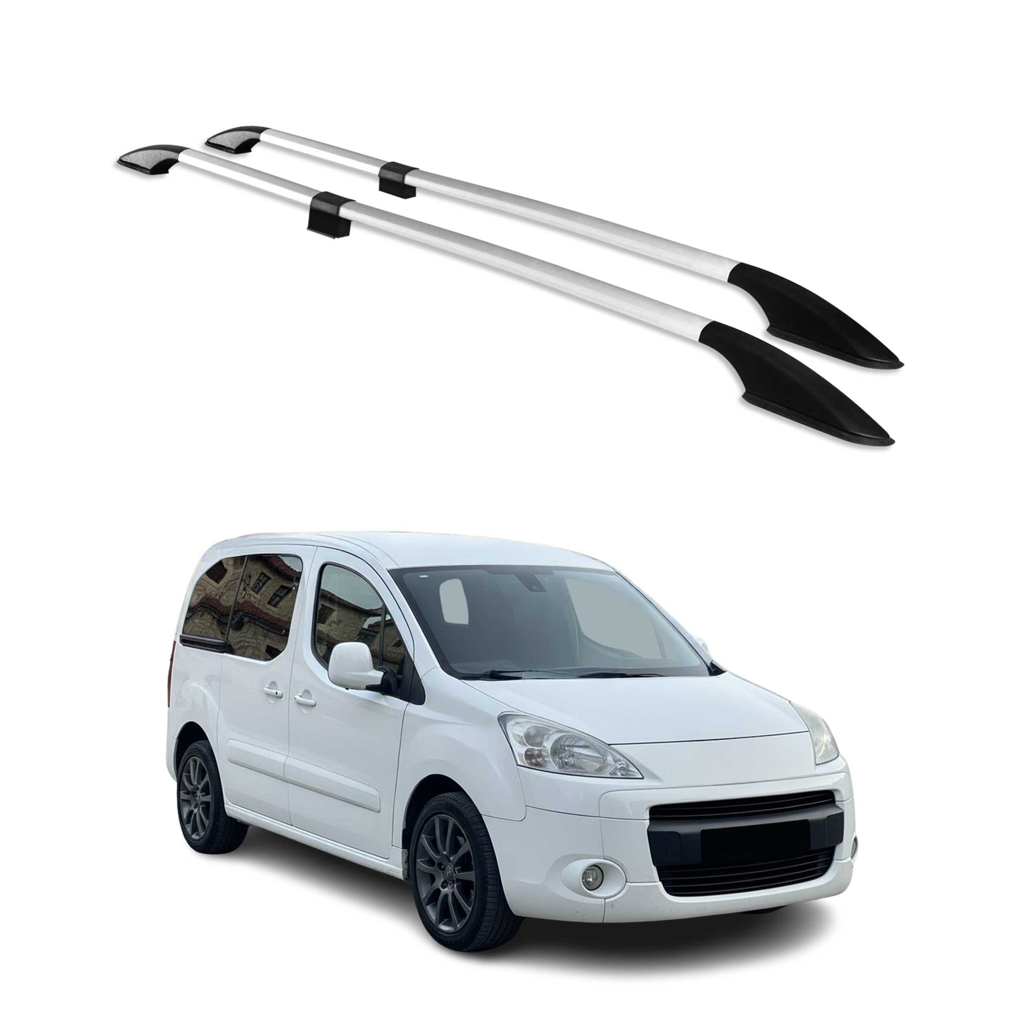 Dachreling Dachgepäckträger für Peugeot Partner Tepee L1 Kurzer 2008-18 Alu Grau