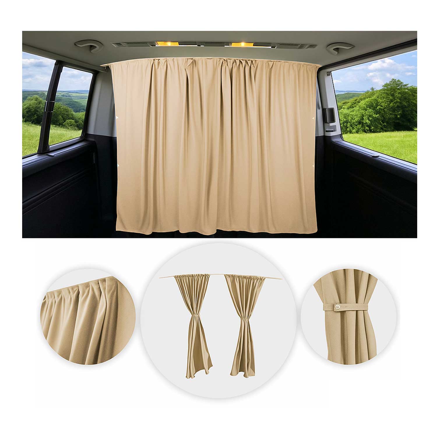 Maß Gardinen für Nissan NV400 Fahrerhaus Abtrennung Sonnenschutz Beige