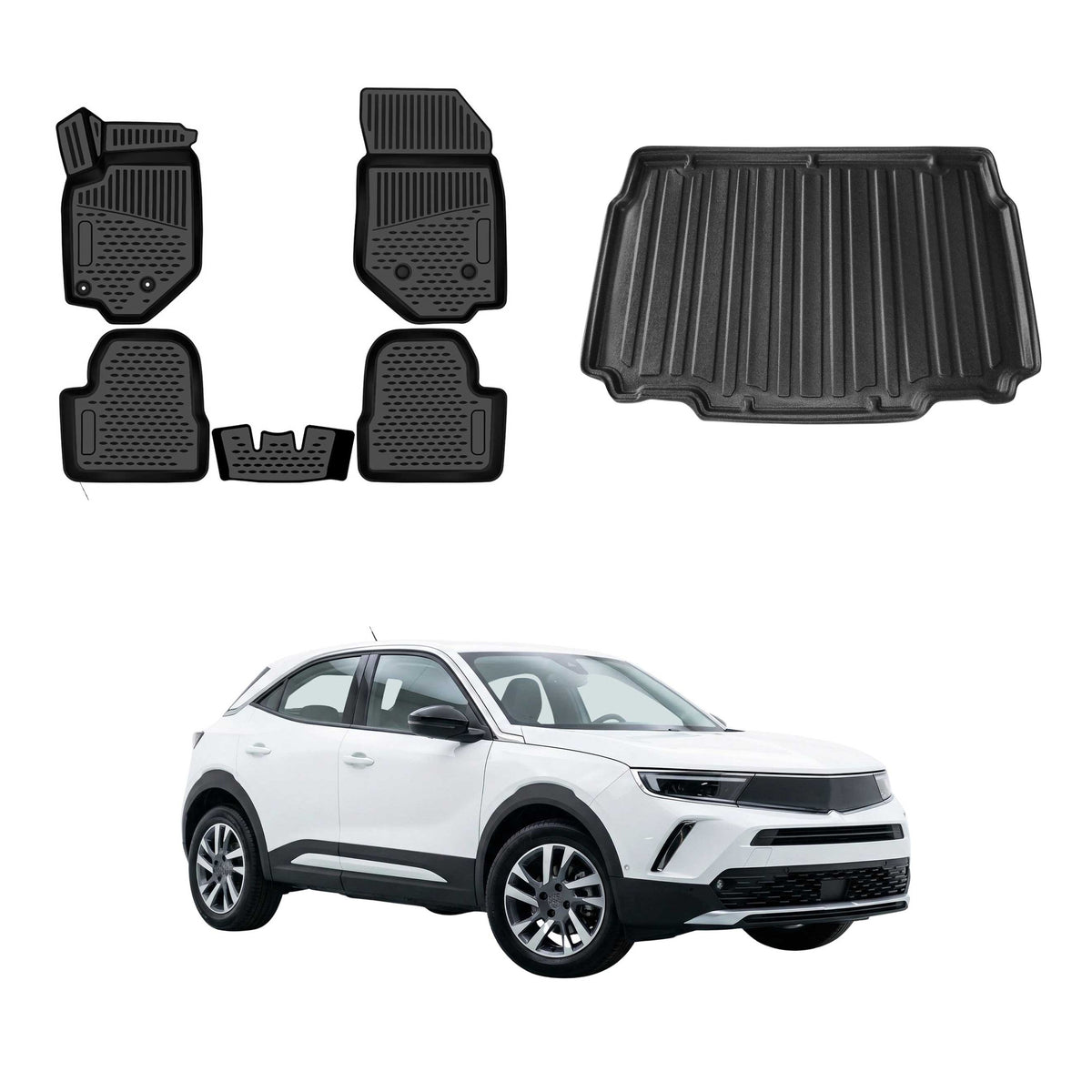 OMAC Fußmatten & Kofferraumwanne Set für Opel Mokka B Gas 2021-2026 Untere