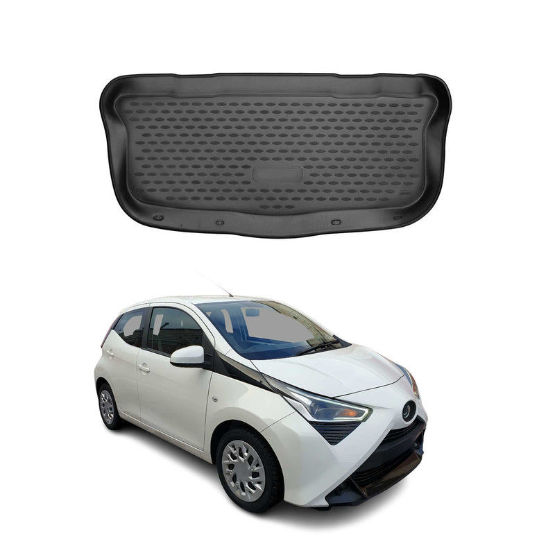 Kofferraummatte Kofferraumwanne für Toyota Aygo 2014-2022 Gummi TPE Schwarz