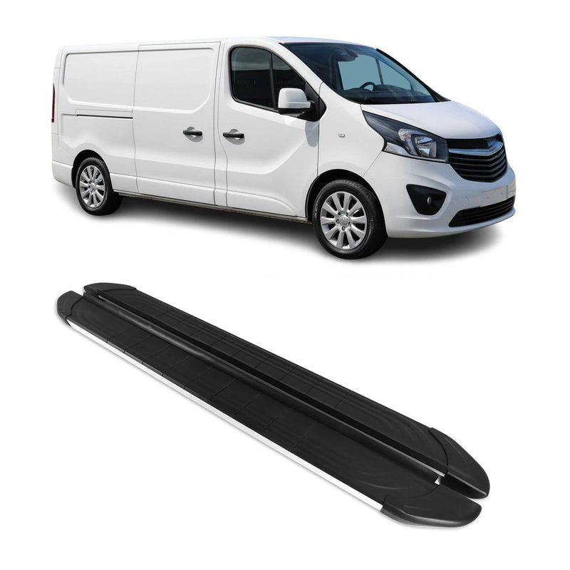 Trittbretter Seitenschweller für Opel Vivaro B 2014-2019 L2 Alu Schwarz Grau