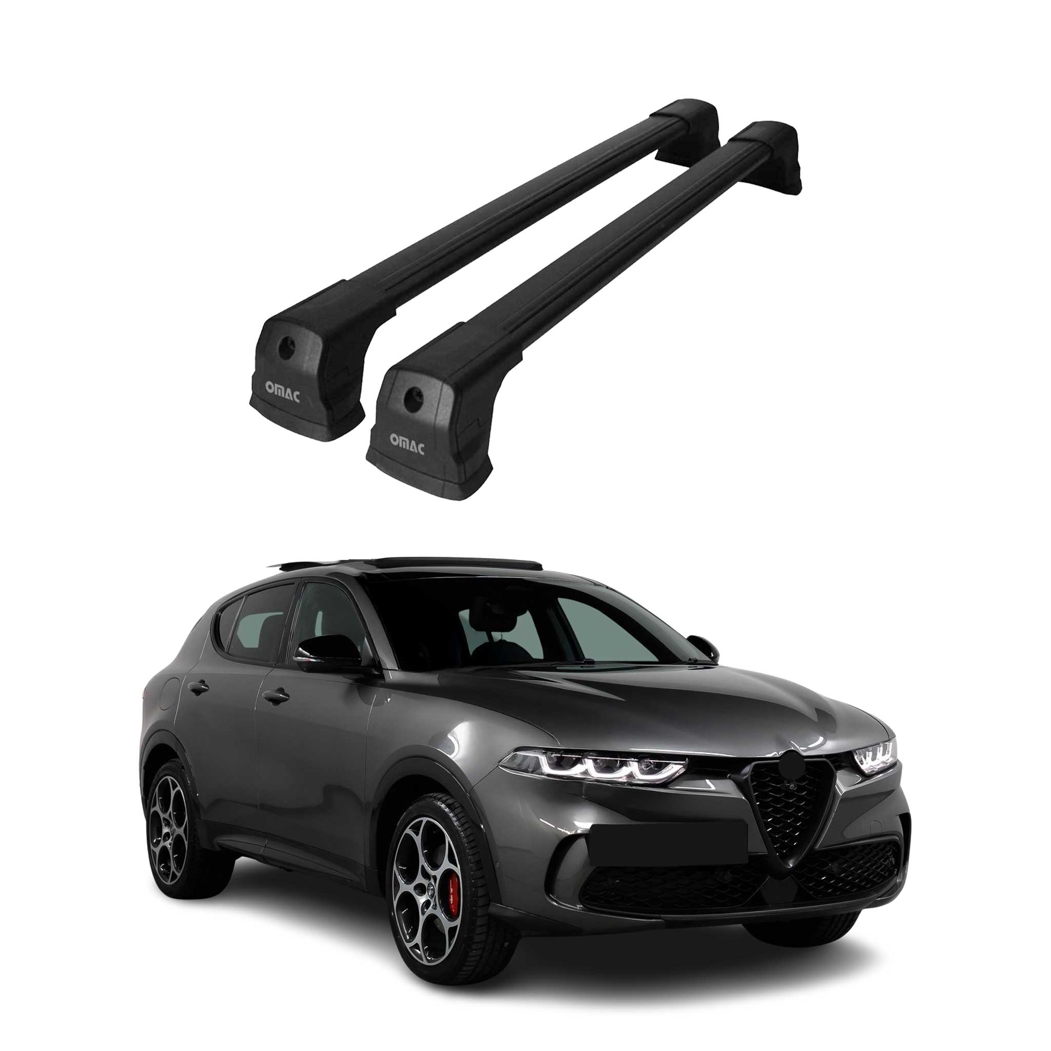 Dachträger Gepäckträger für Alfa Romeo Tonale 2022-2026 Grundträger Alu Schwarz