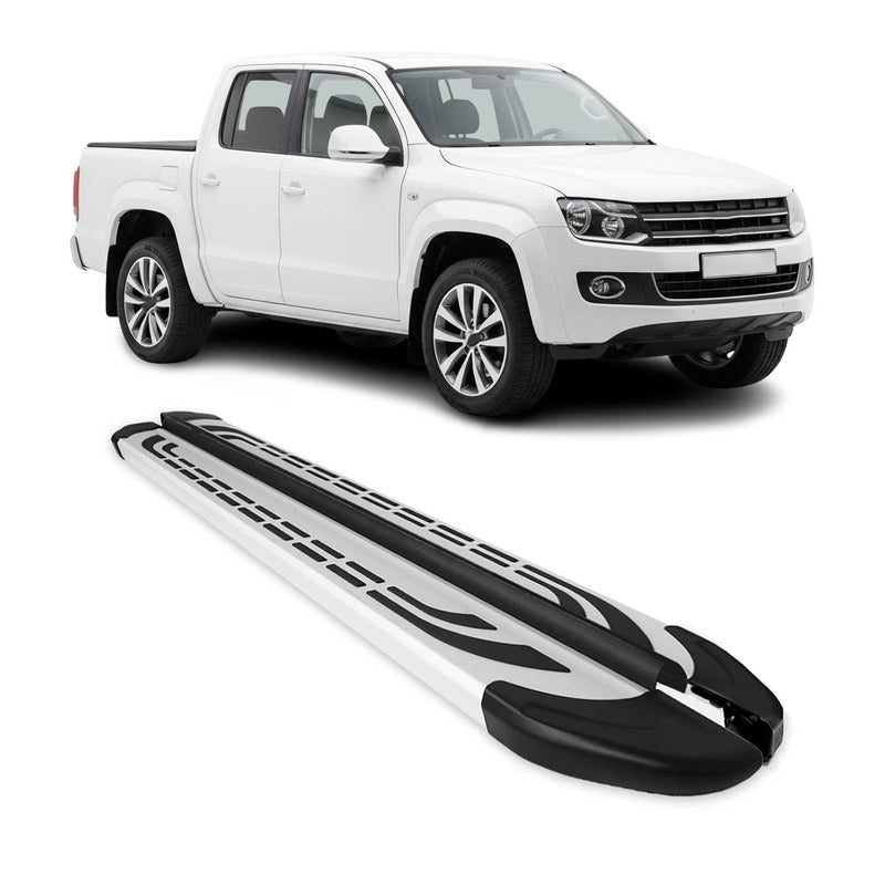Trittbretter Seitenschweller für VW Amarok DoubleCab 2010-2022 Alu Grau