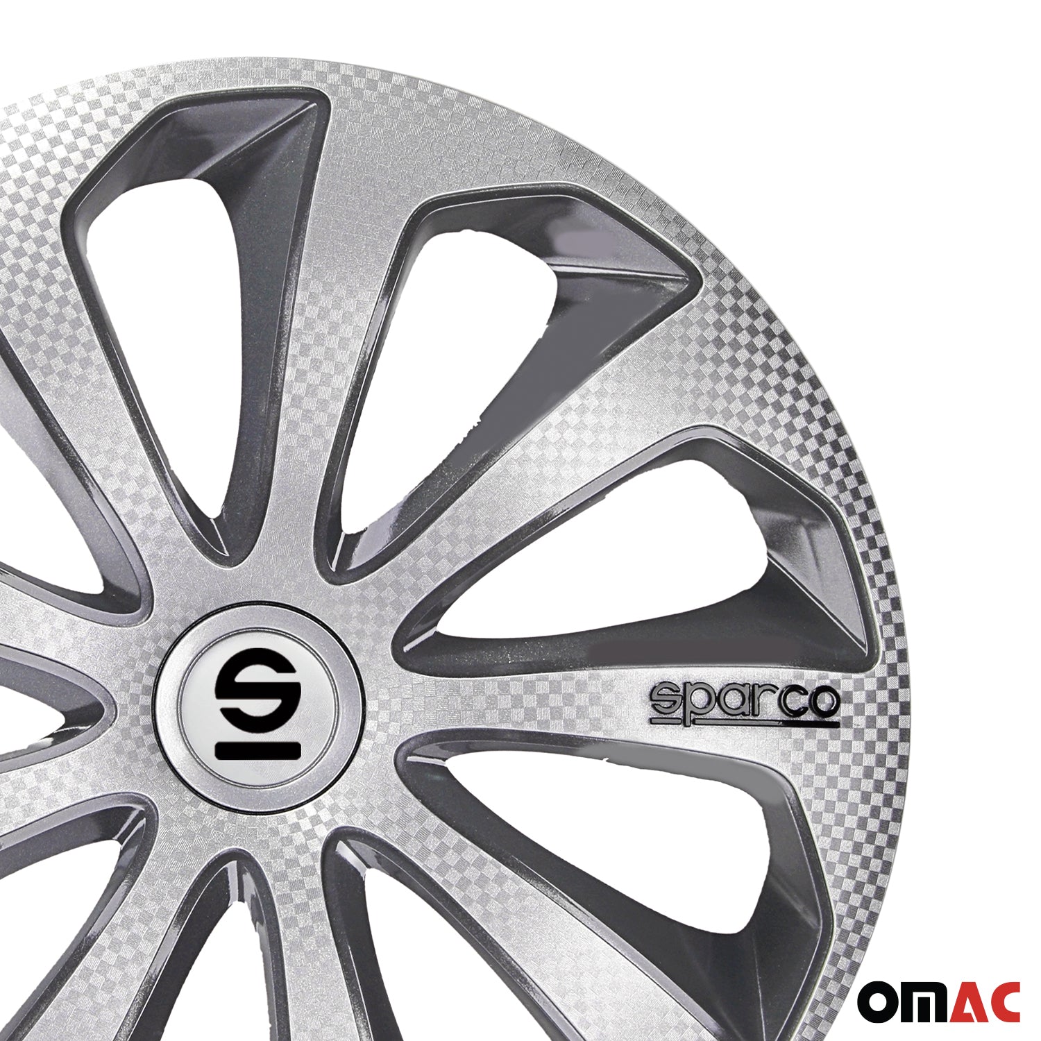 Radkappen Radzierblenden Sparco Sicilia 14" Zoll Abdeckung Silber Carbon Grau 4x