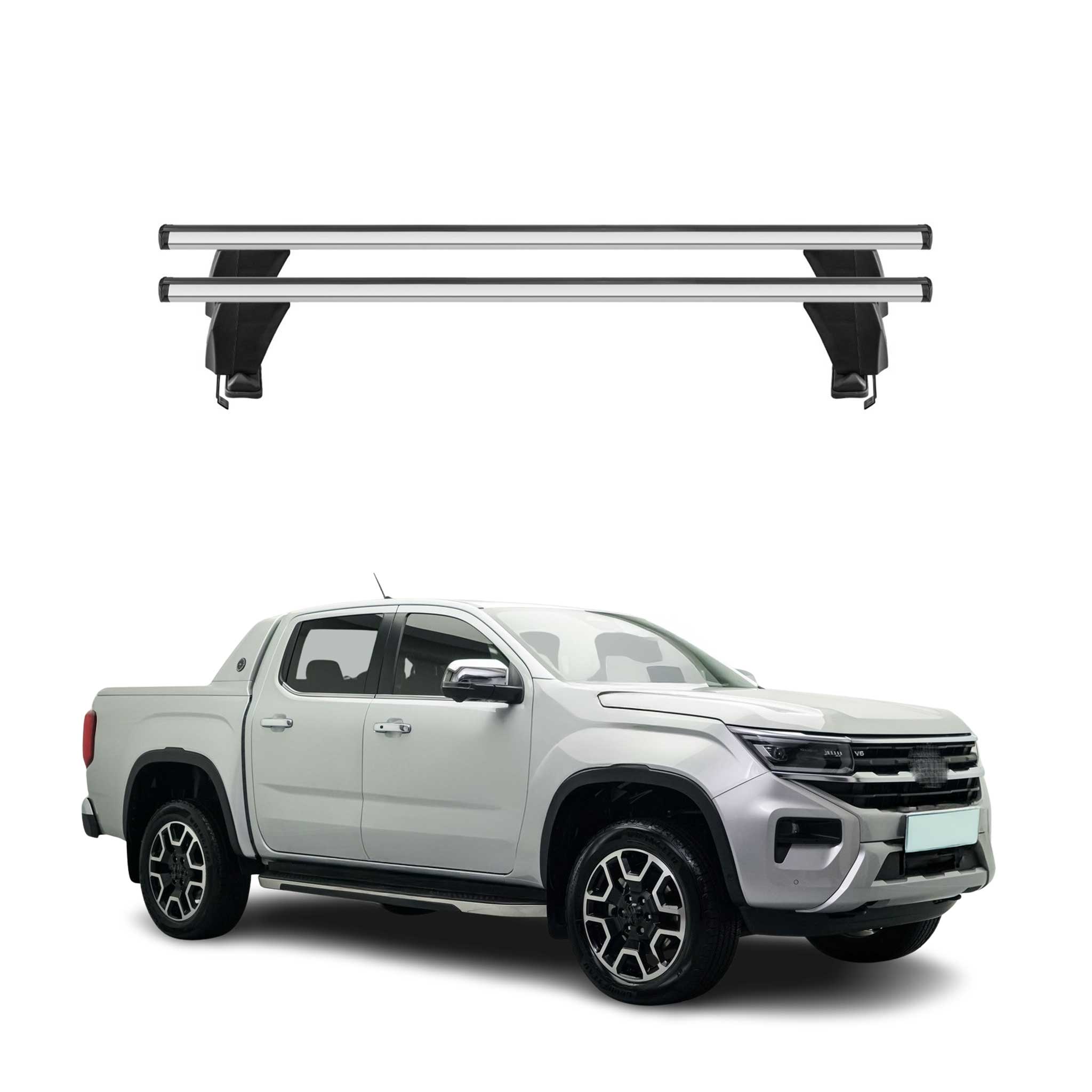 Menabo Dachträger Grundträger für VW Amarok mk2 2023-2026 Alu Grau 2tlg